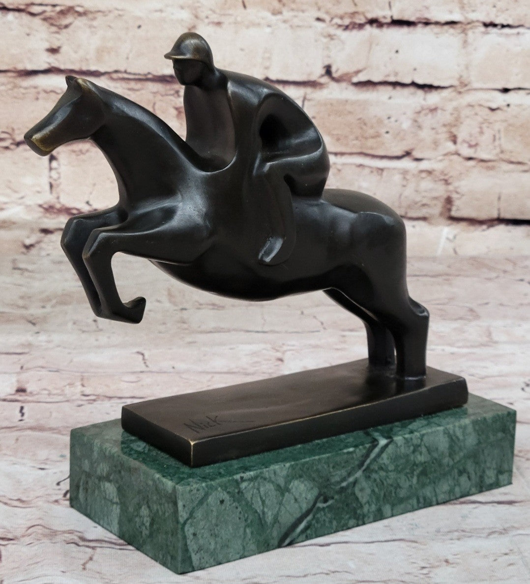 Handcrafted bronze sculpture SALE Horse Racing Jockey Man Art Western Deco Decor