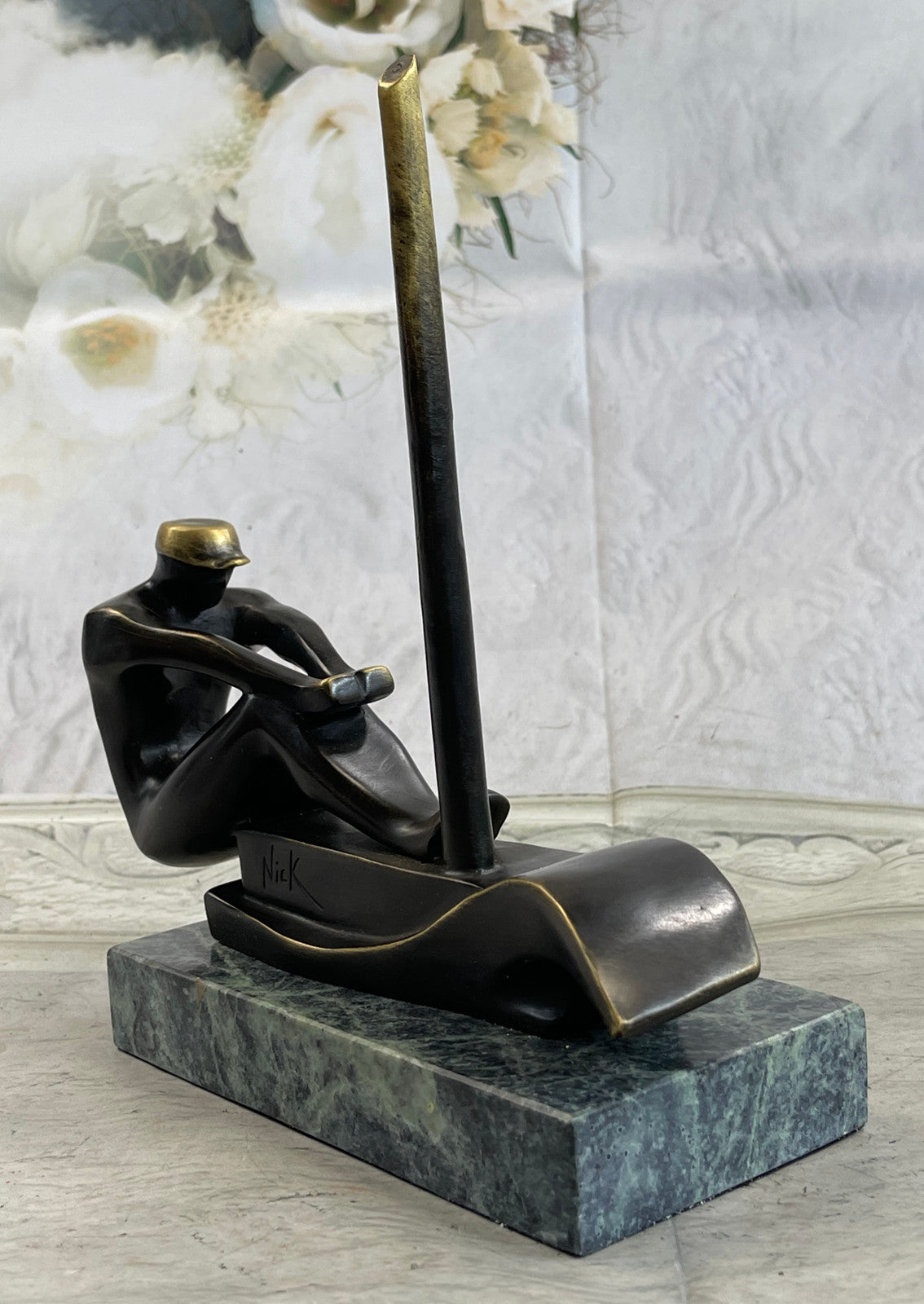 Abstract Modern Art Mid Century Rowing Trophy Bronze Masterpiece Figurine Figure