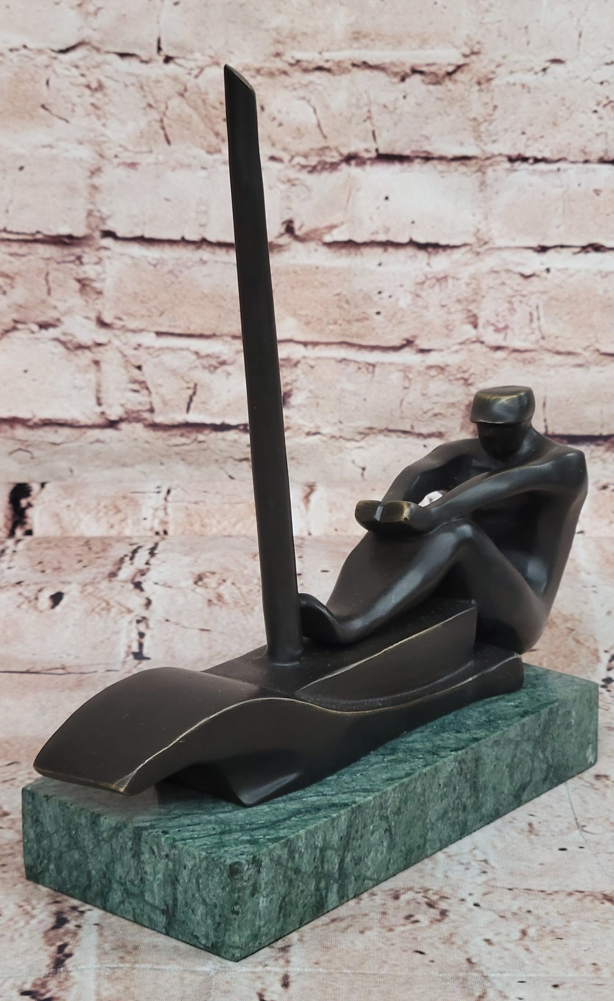 Abstract Modern Art Mid Century Rowing Trophy Bronze Masterpiece Figurine Figure