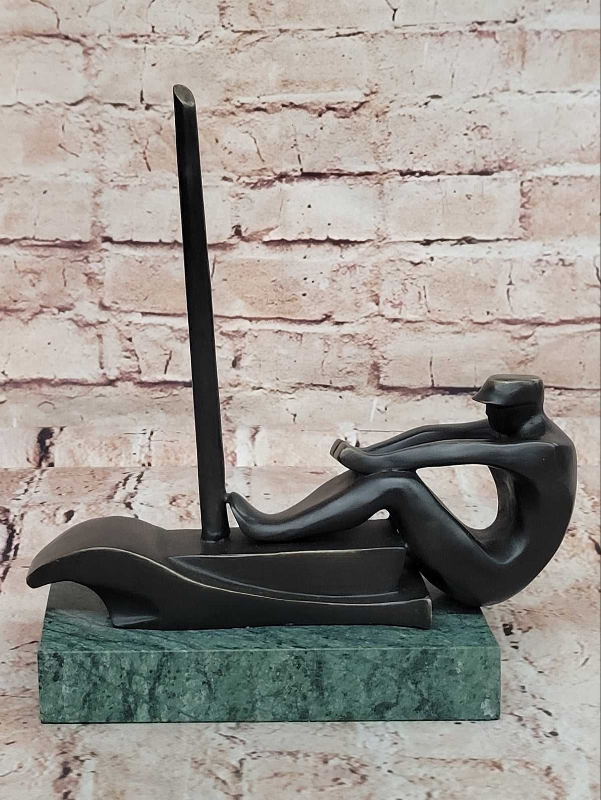 Abstract Modern Art Mid Century Rowing Trophy Bronze Masterpiece Figurine Figure