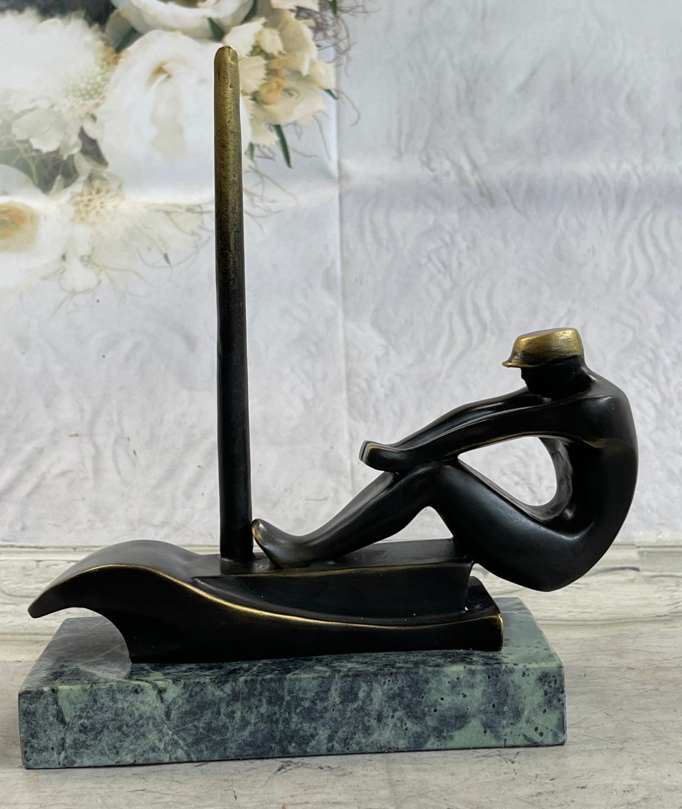 Abstract Modern Art Mid Century Rowing Trophy Bronze Masterpiece Figurine Figure