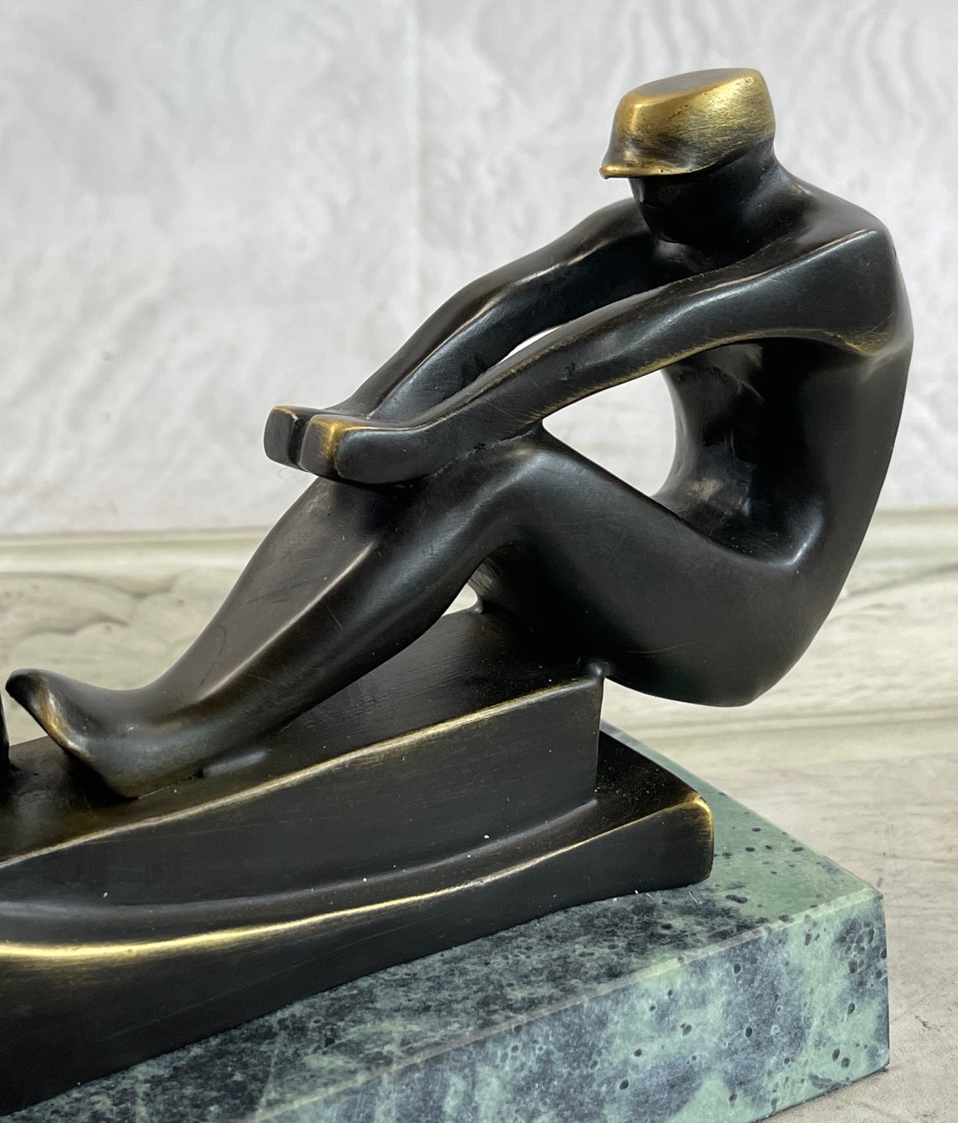 Abstract Modern Art Mid Century Rowing Trophy Bronze Masterpiece Figurine Figure