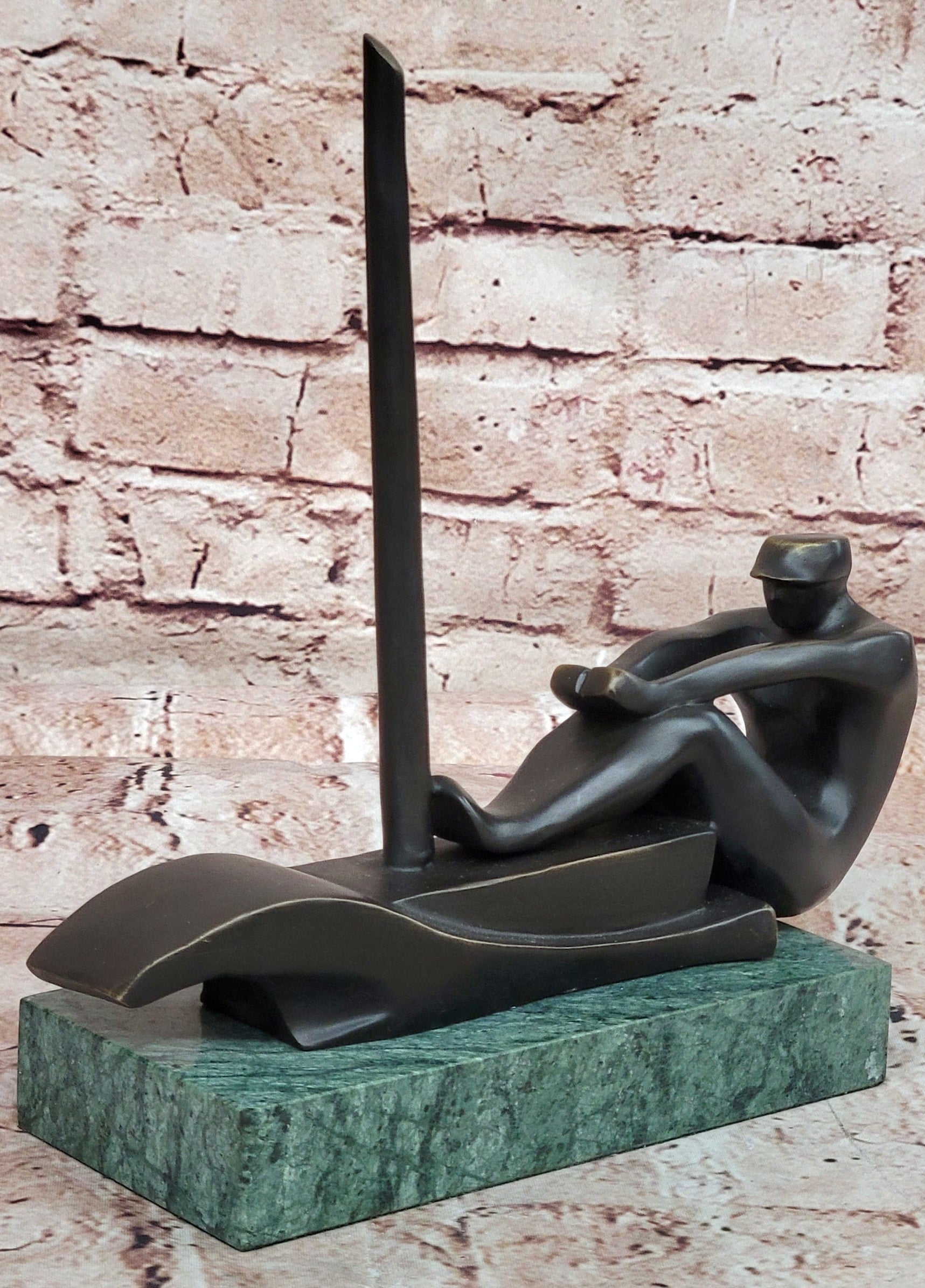 Abstract Modern Art Mid Century Rowing Trophy Bronze Masterpiece Figurine Figure