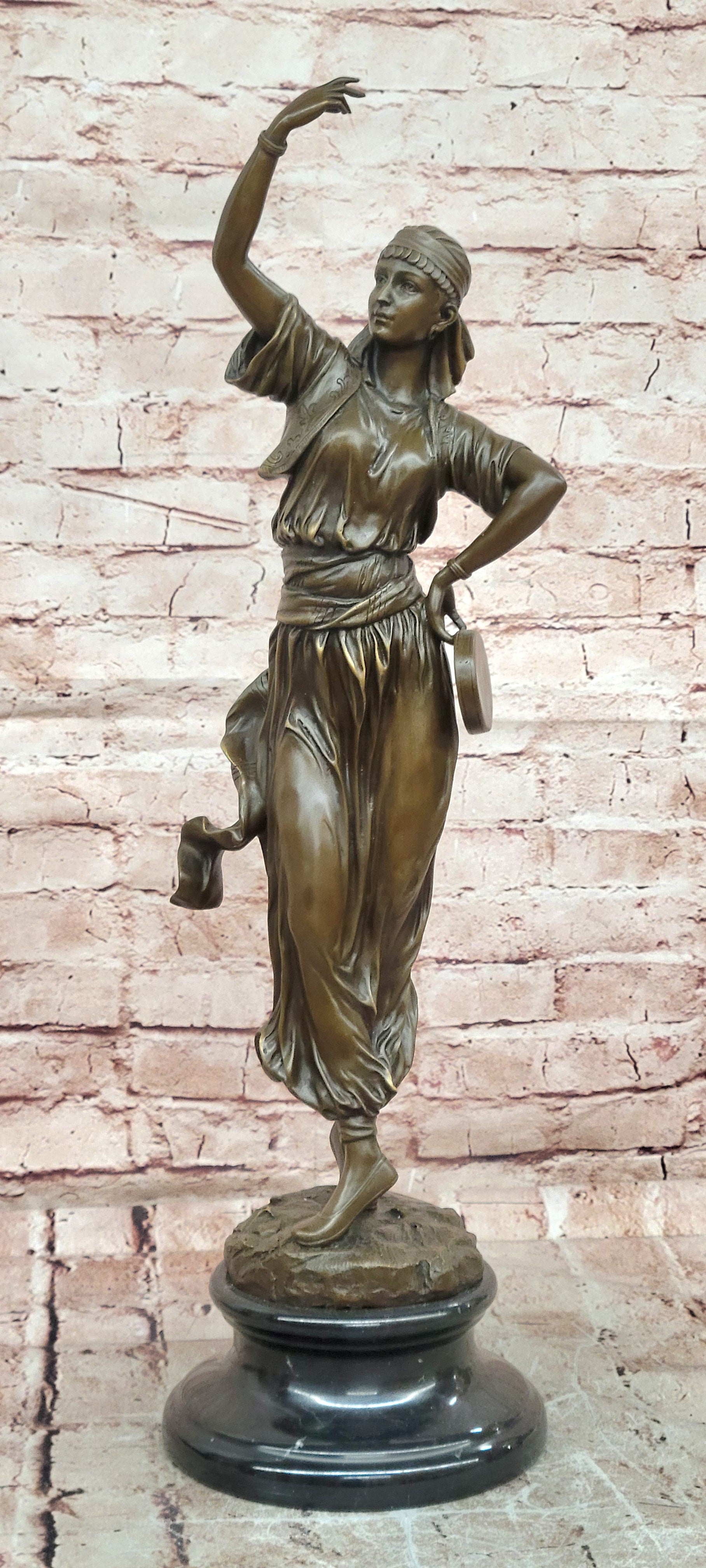 Bronze Oriental Dancer Figurine Signed Milo Art Nouveau Statue Art deco