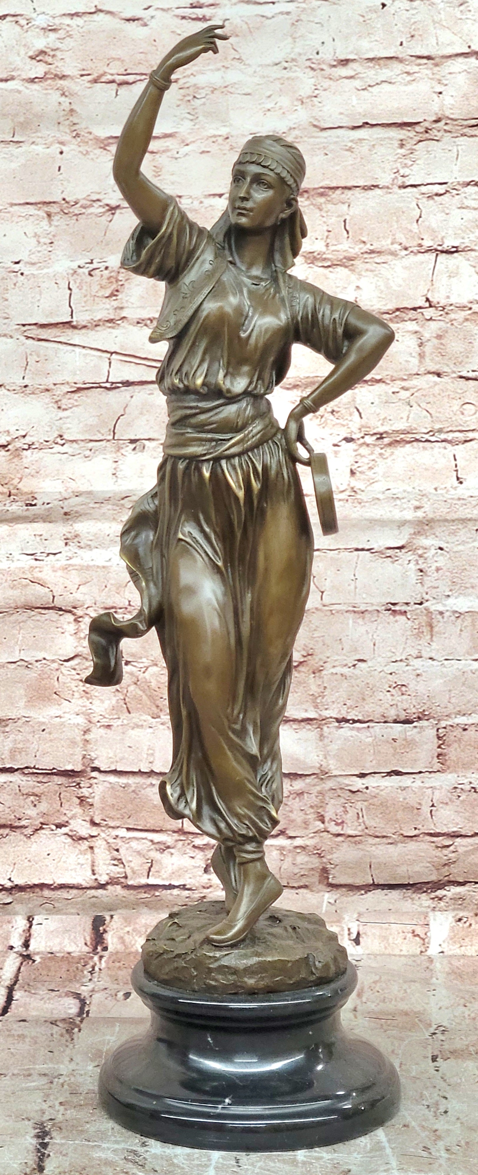 Bronze Oriental Dancer Figurine Signed Milo Art Nouveau Statue Art deco