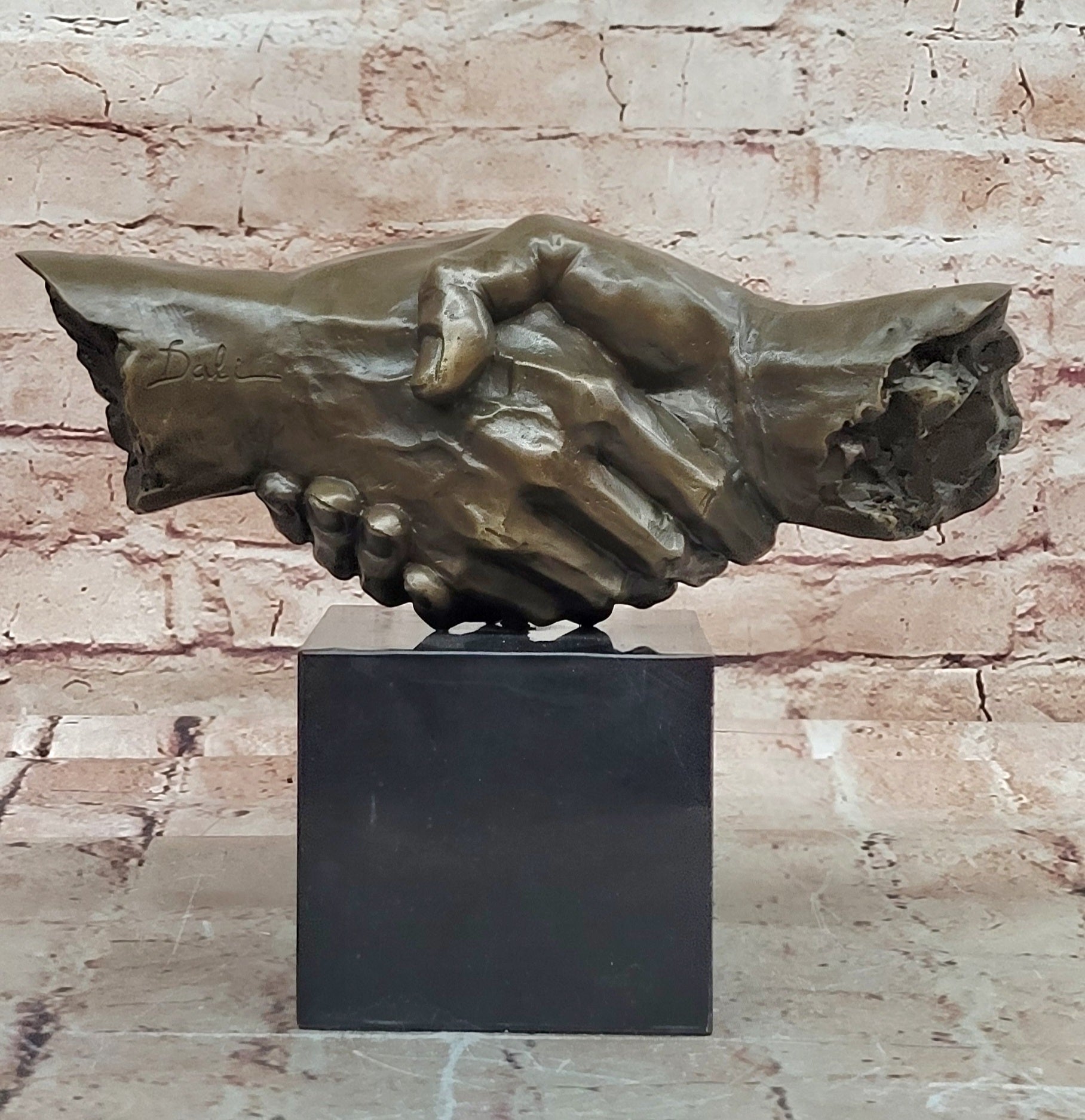 After Dalí Bronze Friendship Sculpture Surreal Modern Abstract Figurine