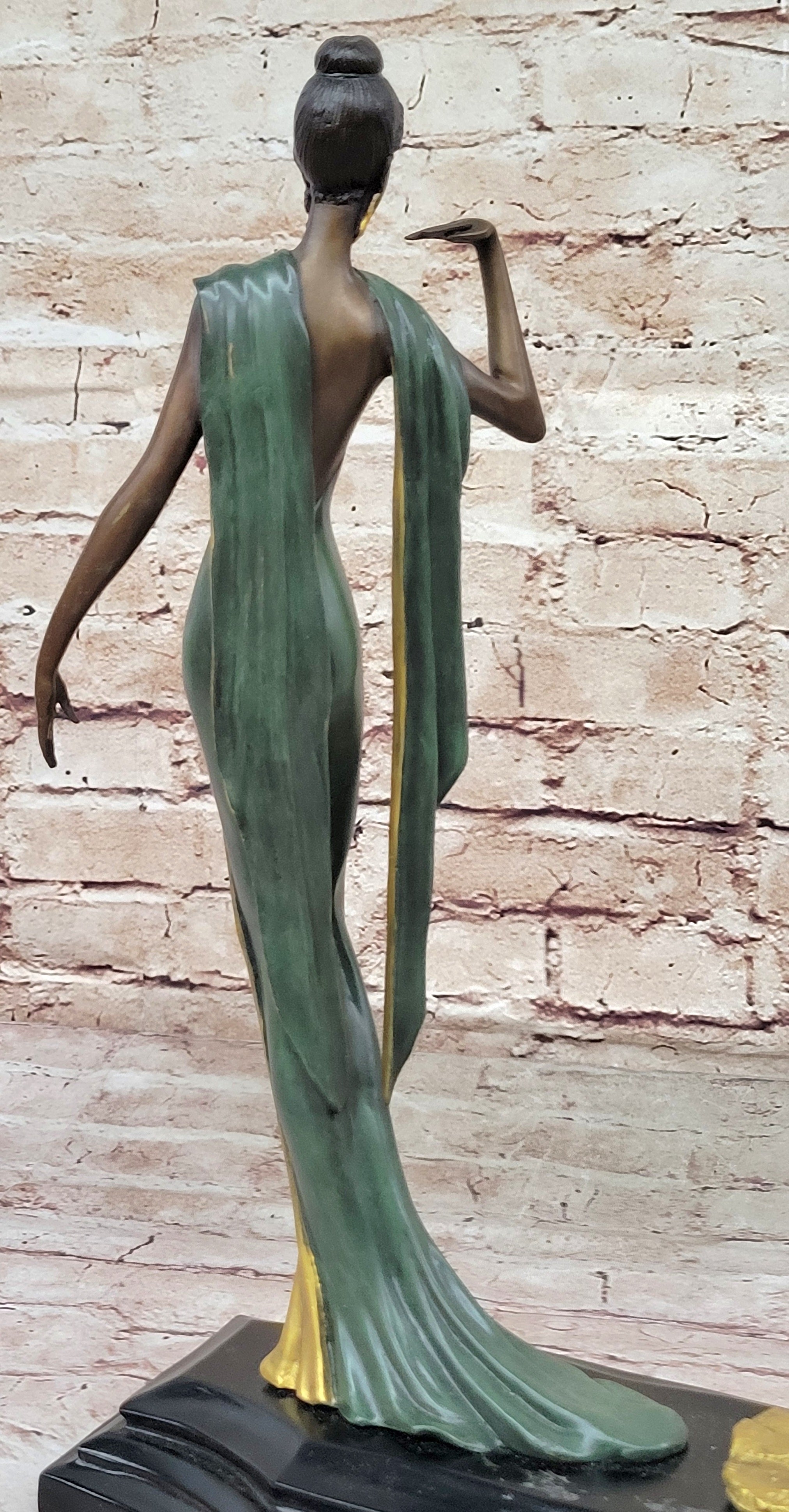 Hand Made Multi Color J. Erte Actress Model Showgirl Bronze Masterpiece Figurine