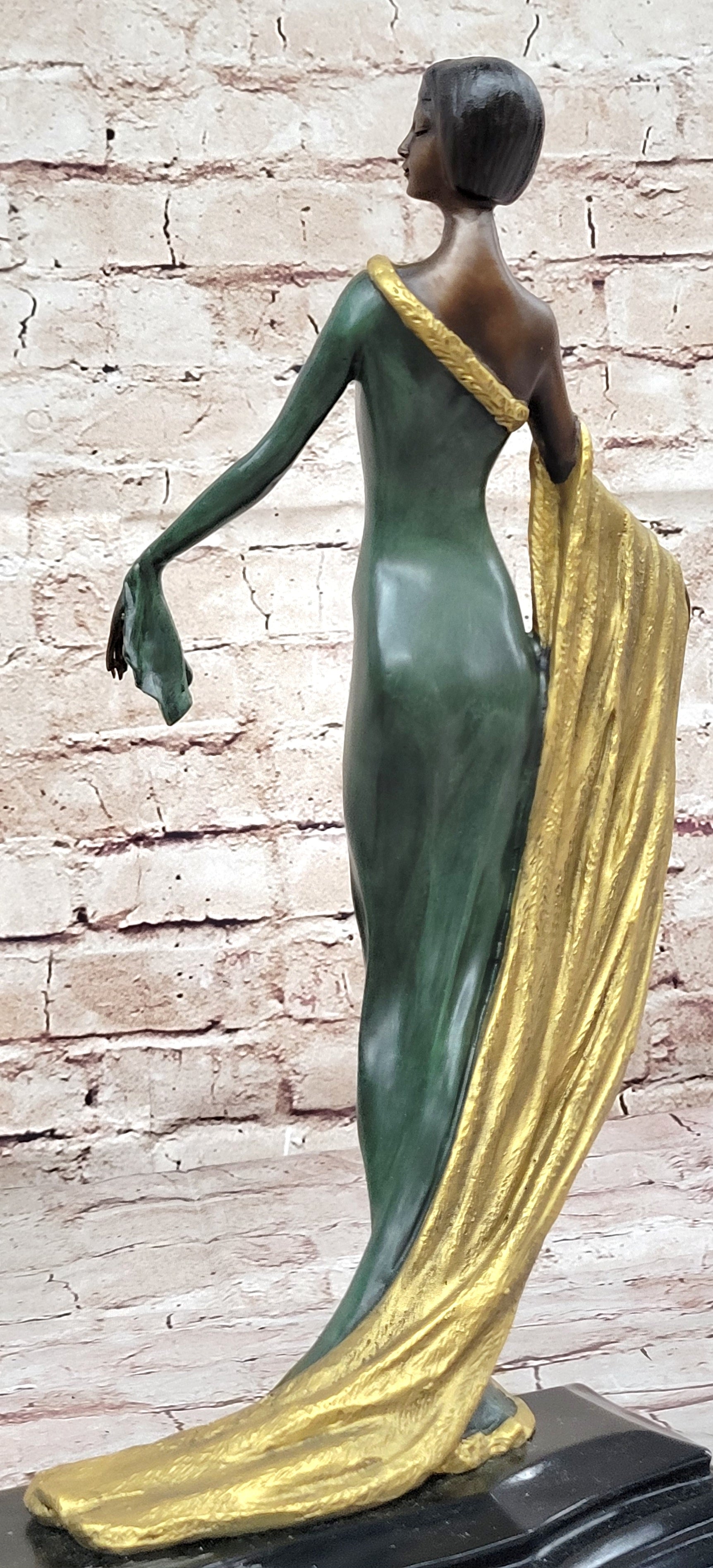 Hand Made Multi Color J. Erte Actress Model Showgirl Bronze Masterpiece Figurine