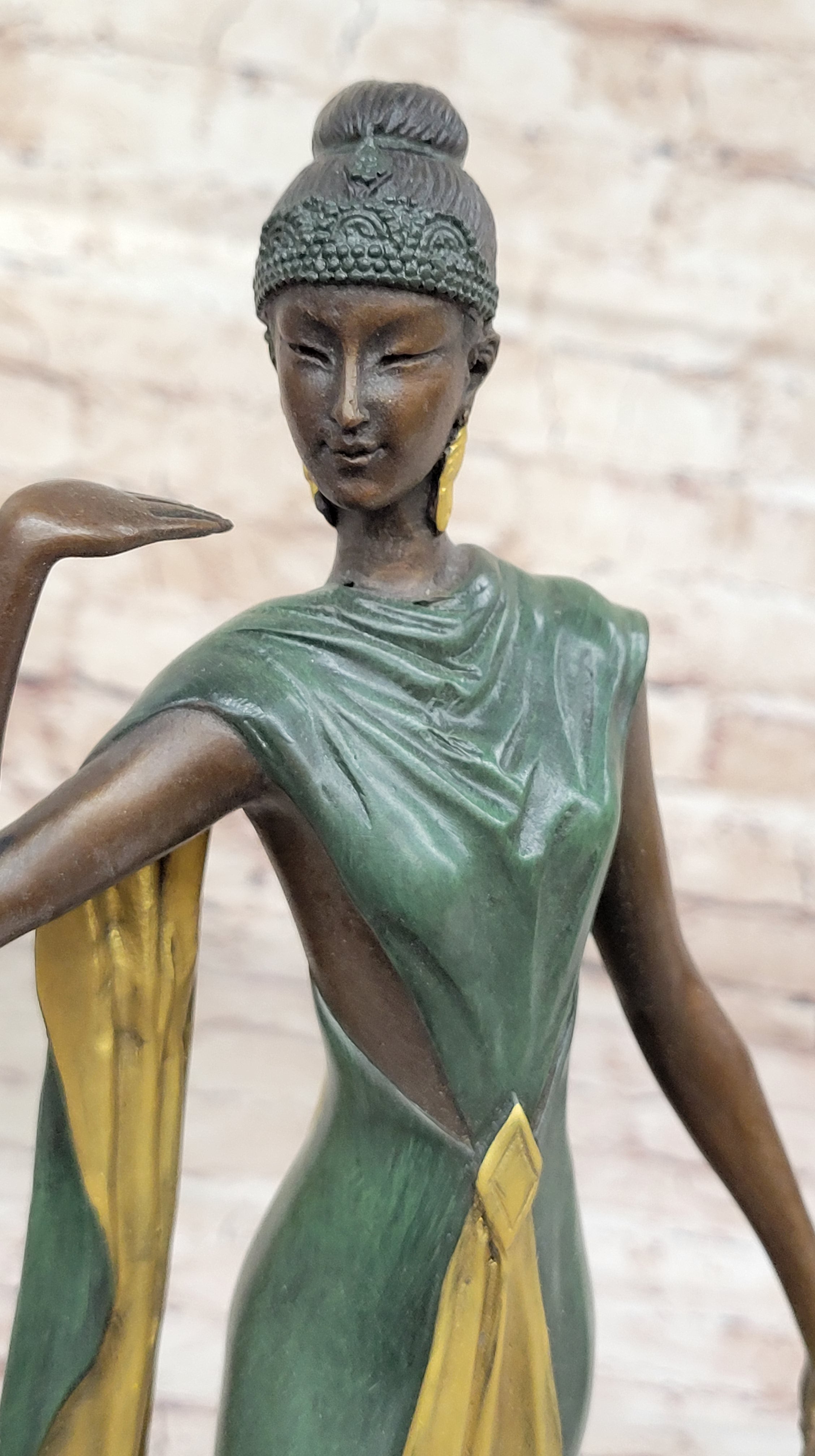 Hand Made Multi Color J. Erte Actress Model Showgirl Bronze Masterpiece Figurine