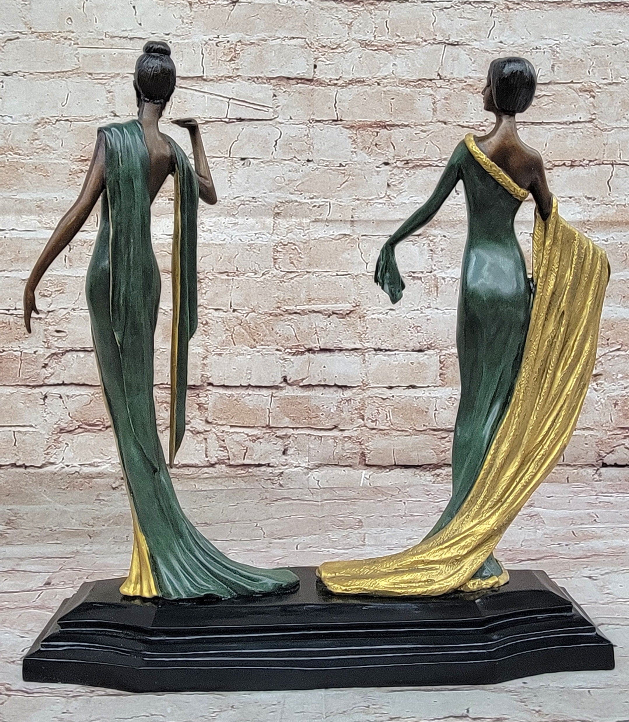Hand Made Multi Color J. Erte Actress Model Showgirl Bronze Masterpiece Figurine