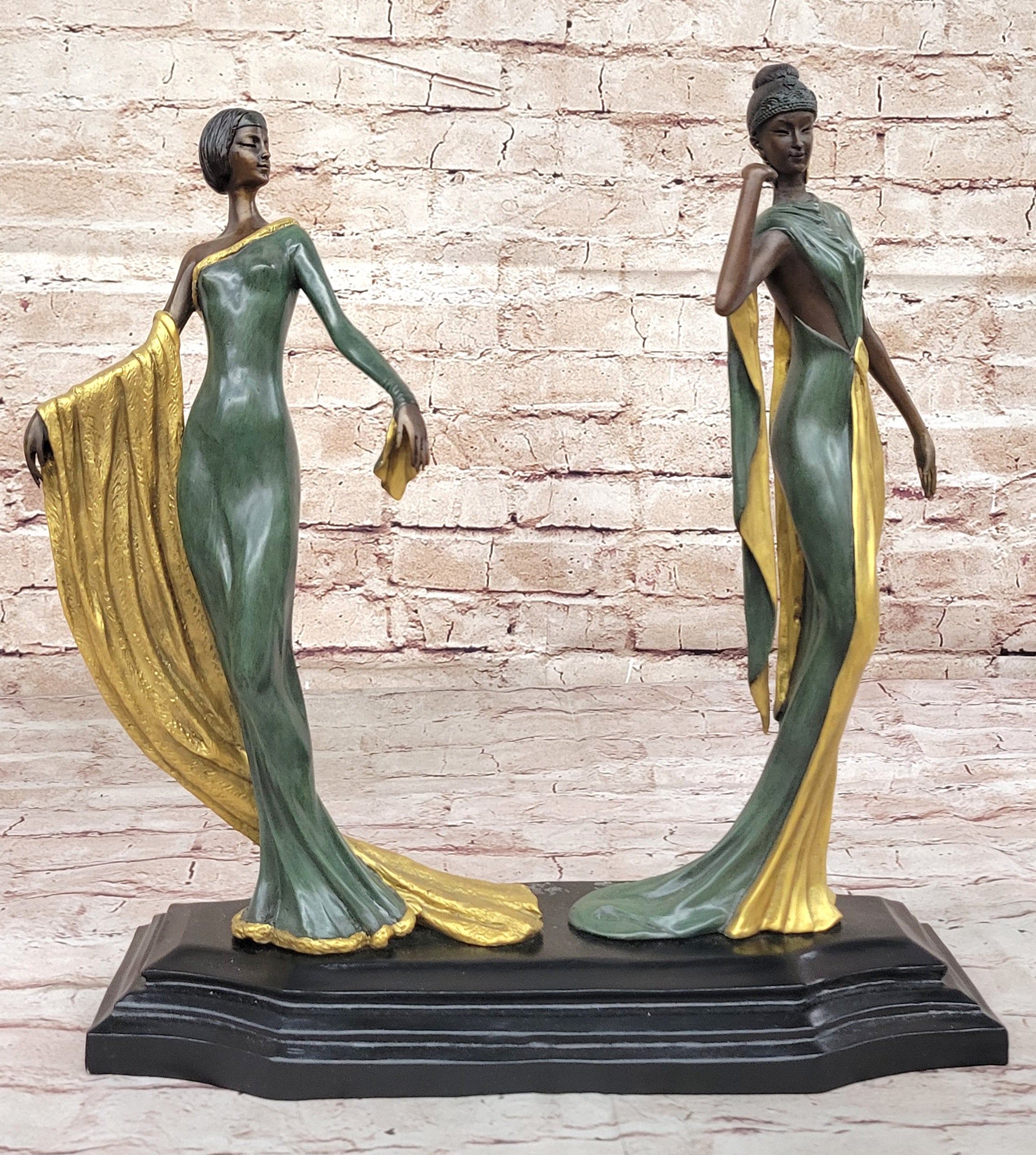 Hand Made Multi Color J. Erte Actress Model Showgirl Bronze Masterpiece Figurine