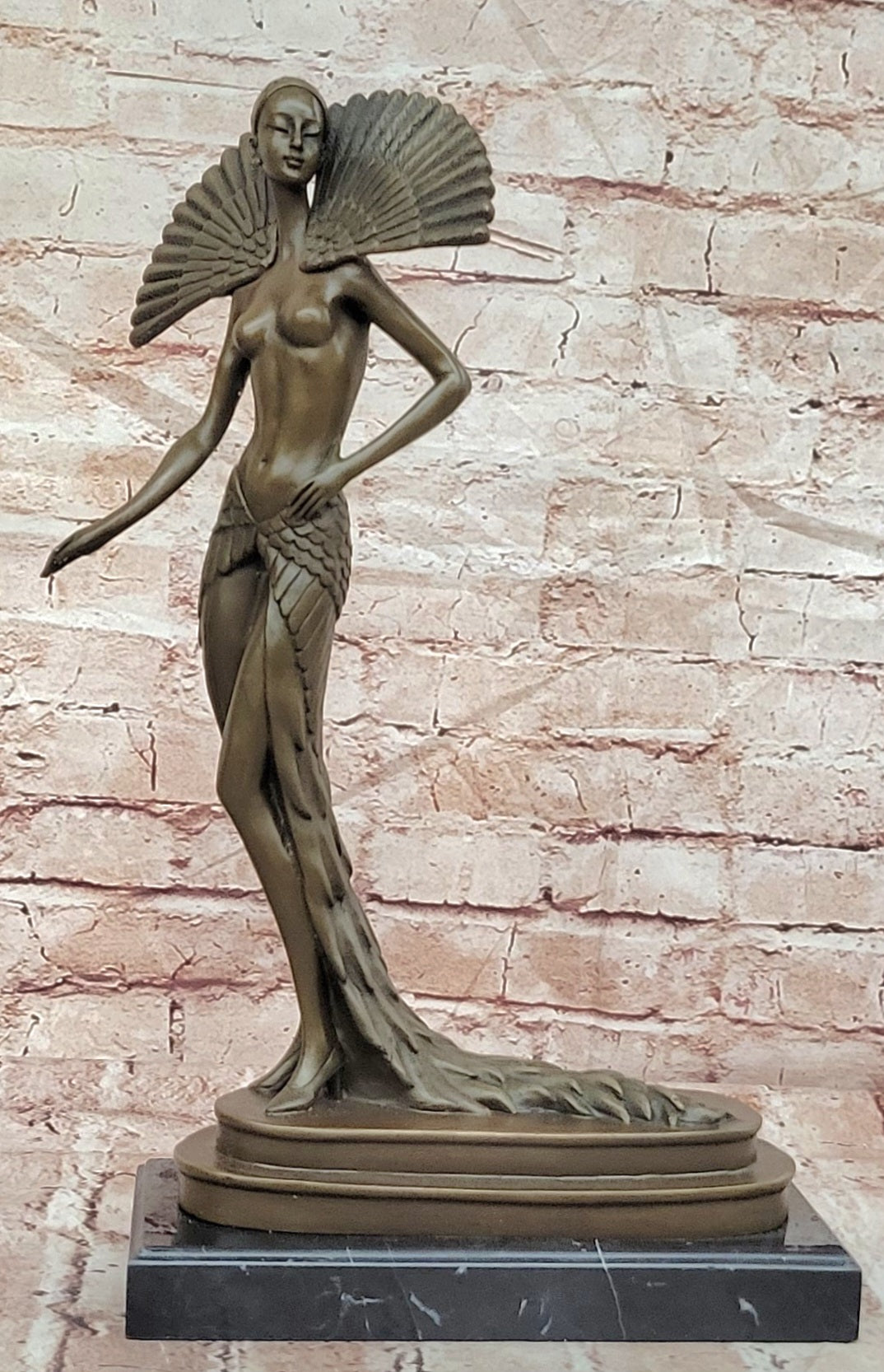 J. Erte Bronze Female Dancer Sculpture Elegant Art Deco Collectible Decor