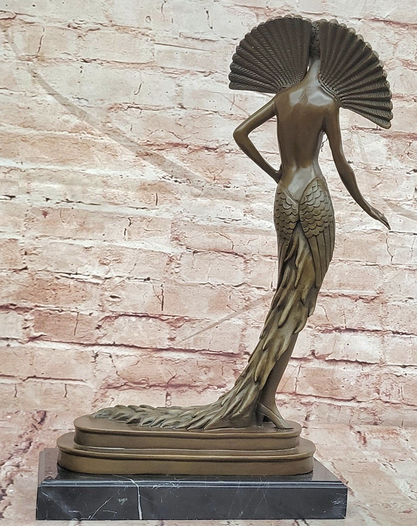 J. Erte Bronze Female Dancer Sculpture Elegant Art Deco Collectible Decor