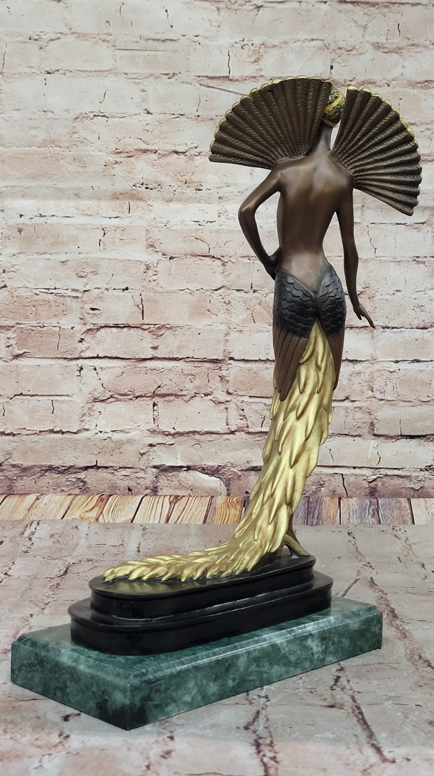 Large Slender Woman Nude of Bronze - Floating Girl - Signed by J Erte- Real Bronze