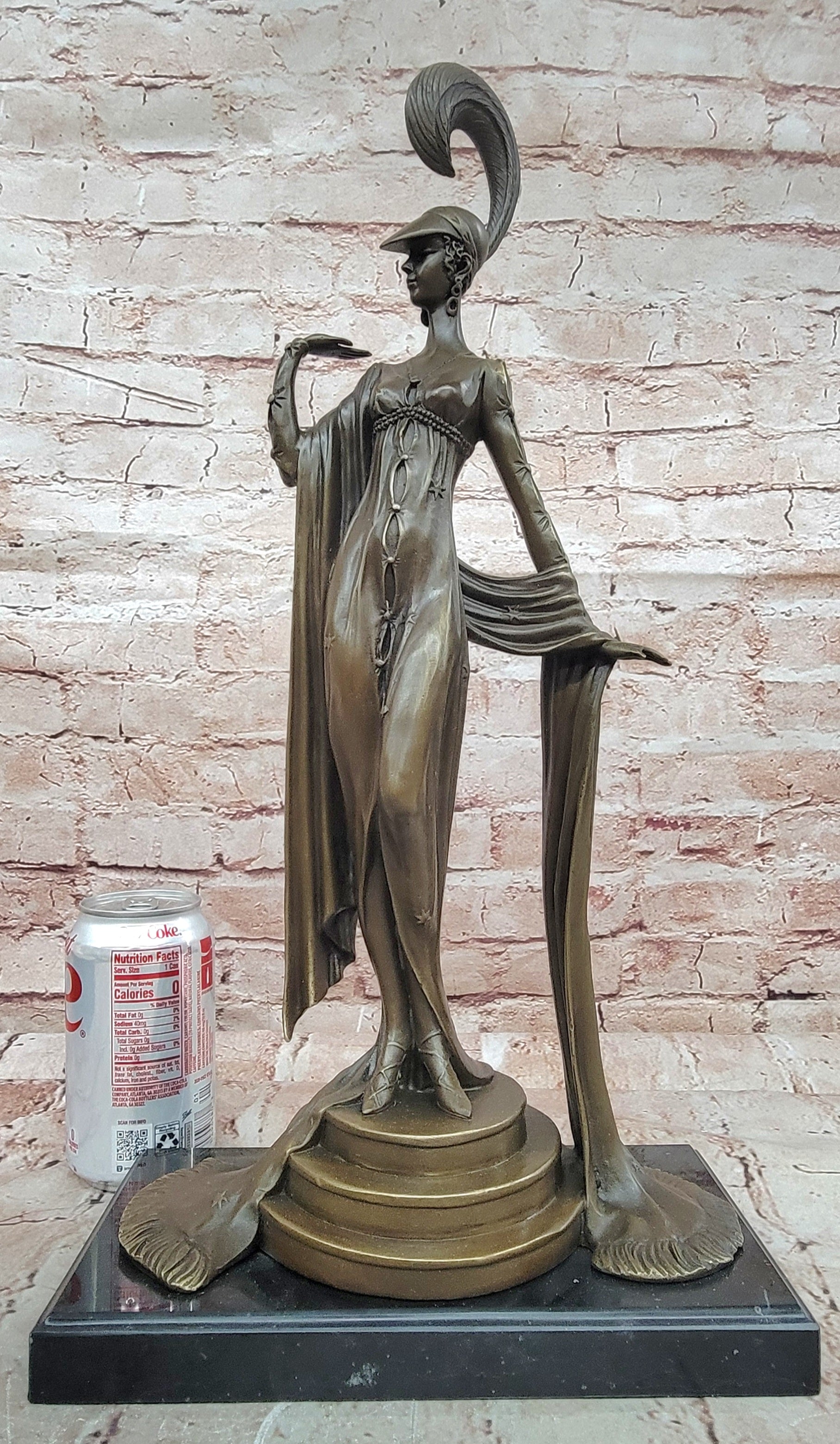 Erte Directoire Bronze Sculpture Hot Cast Marble Base Executive Office Decor