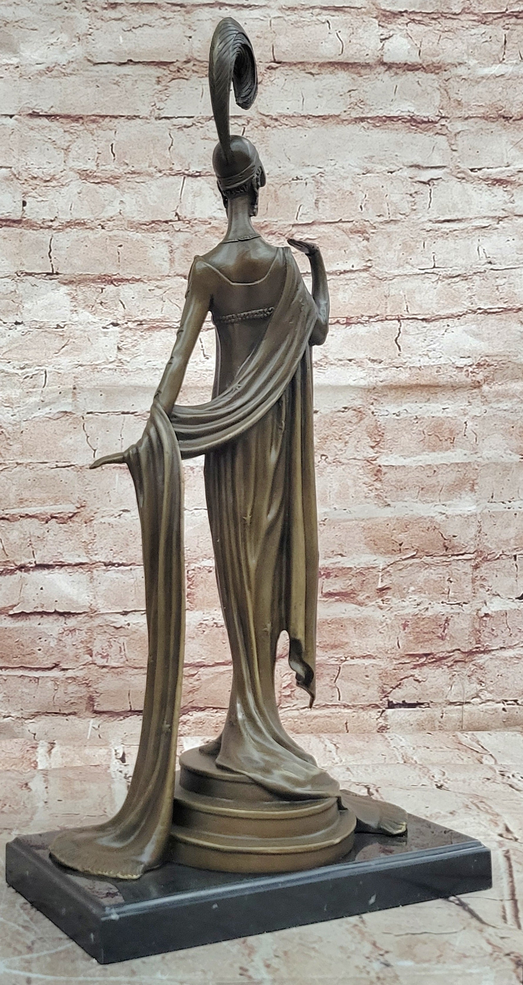 Erte Directoire Bronze Sculpture Hot Cast Marble Base Executive Office Decor