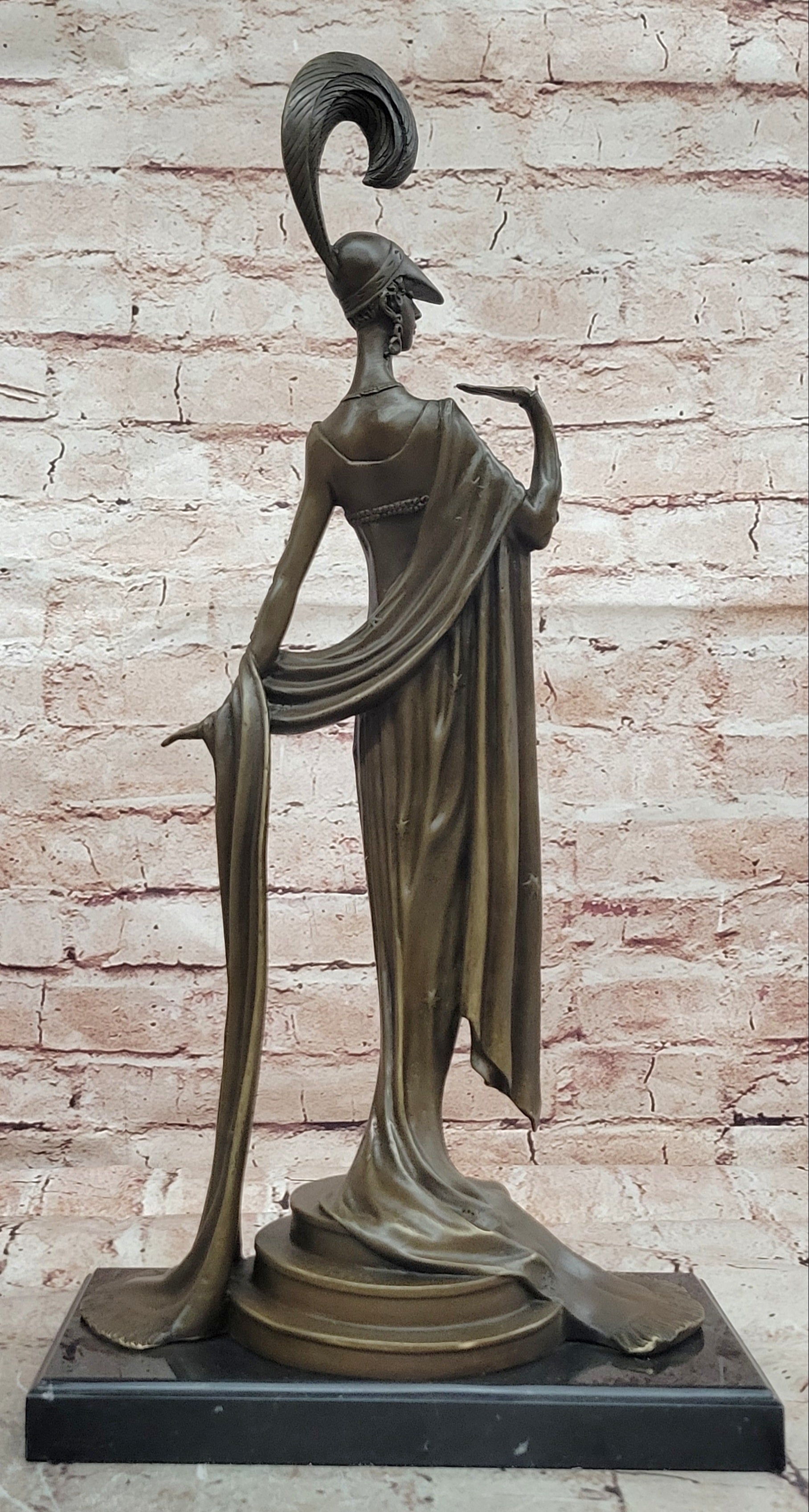 Erte Directoire Bronze Sculpture Hot Cast Marble Base Executive Office Decor