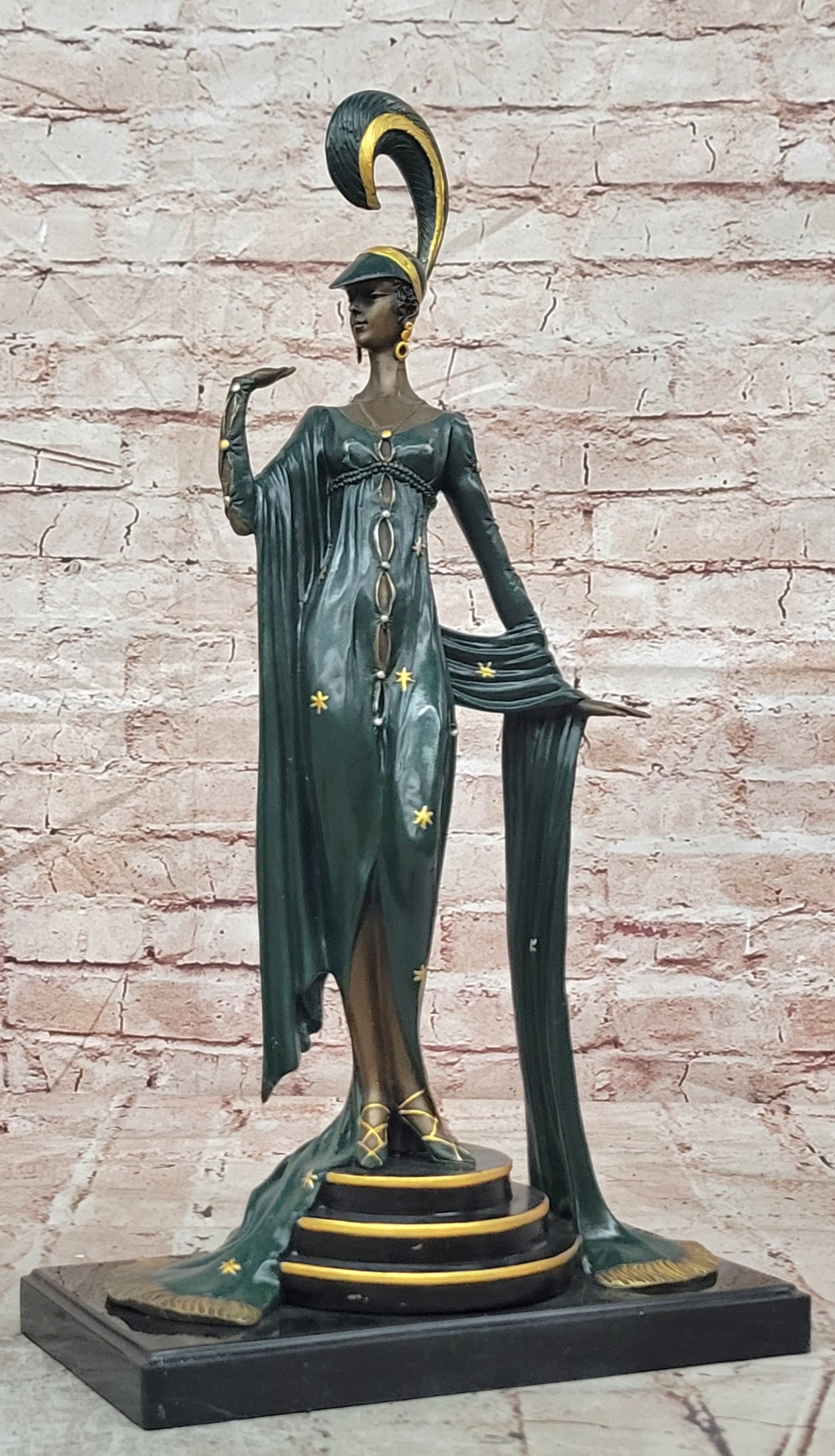 French Moulin rouge Broadway Show Girl Collector Memorabilia Bronze Sculpture