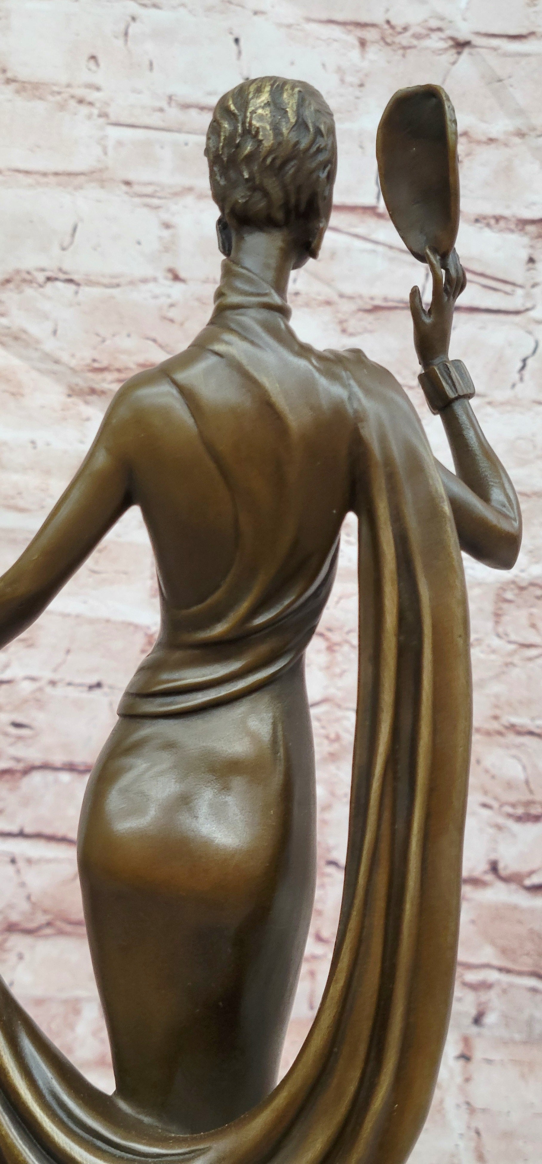 Bronze Elegant Mask Dancer Figurine Signed J Erte Museum Quality Statue