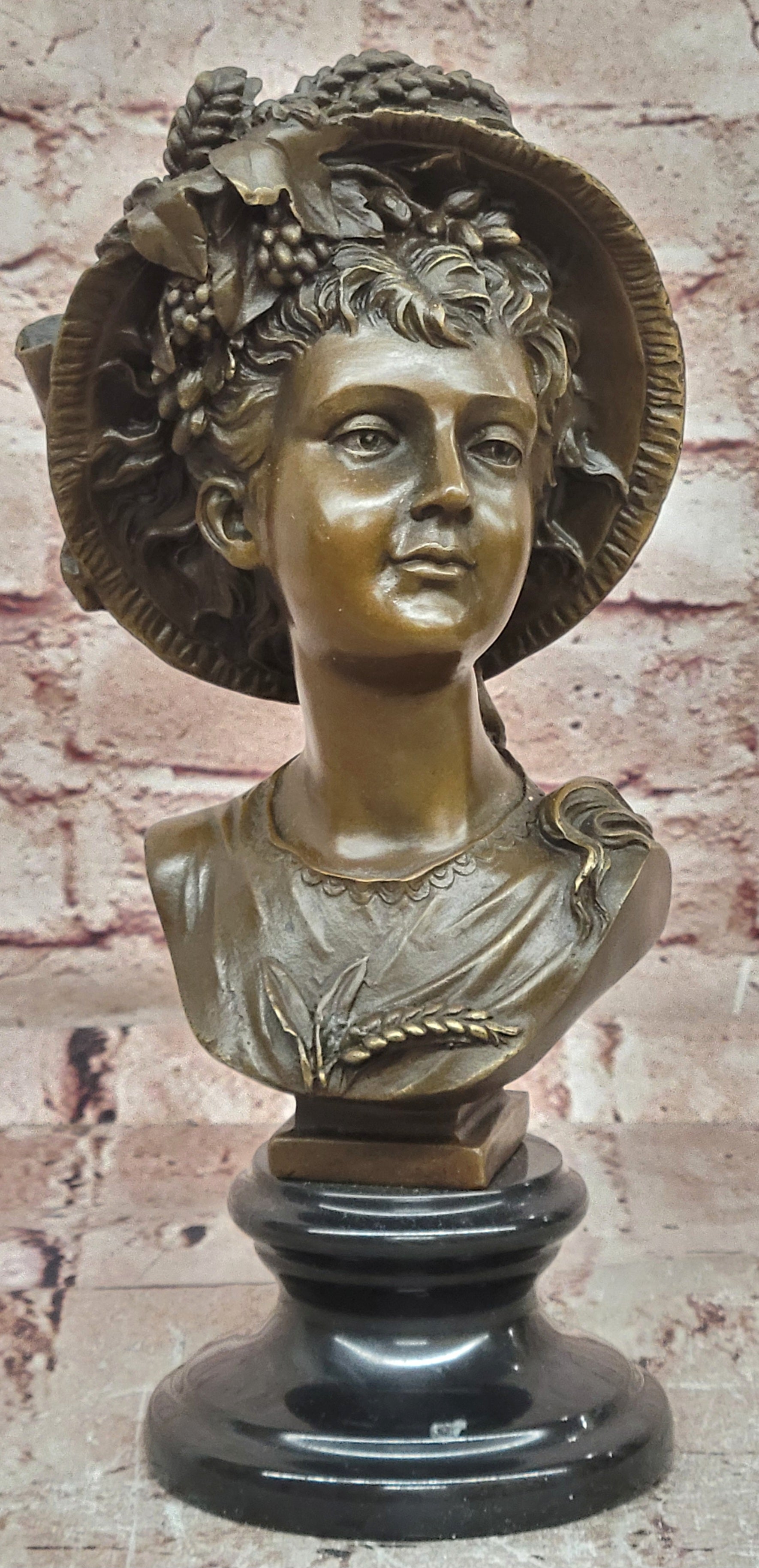 Victorian Style Bronze Woman Bust Sculpture by Juno Art Nouveau Collectible