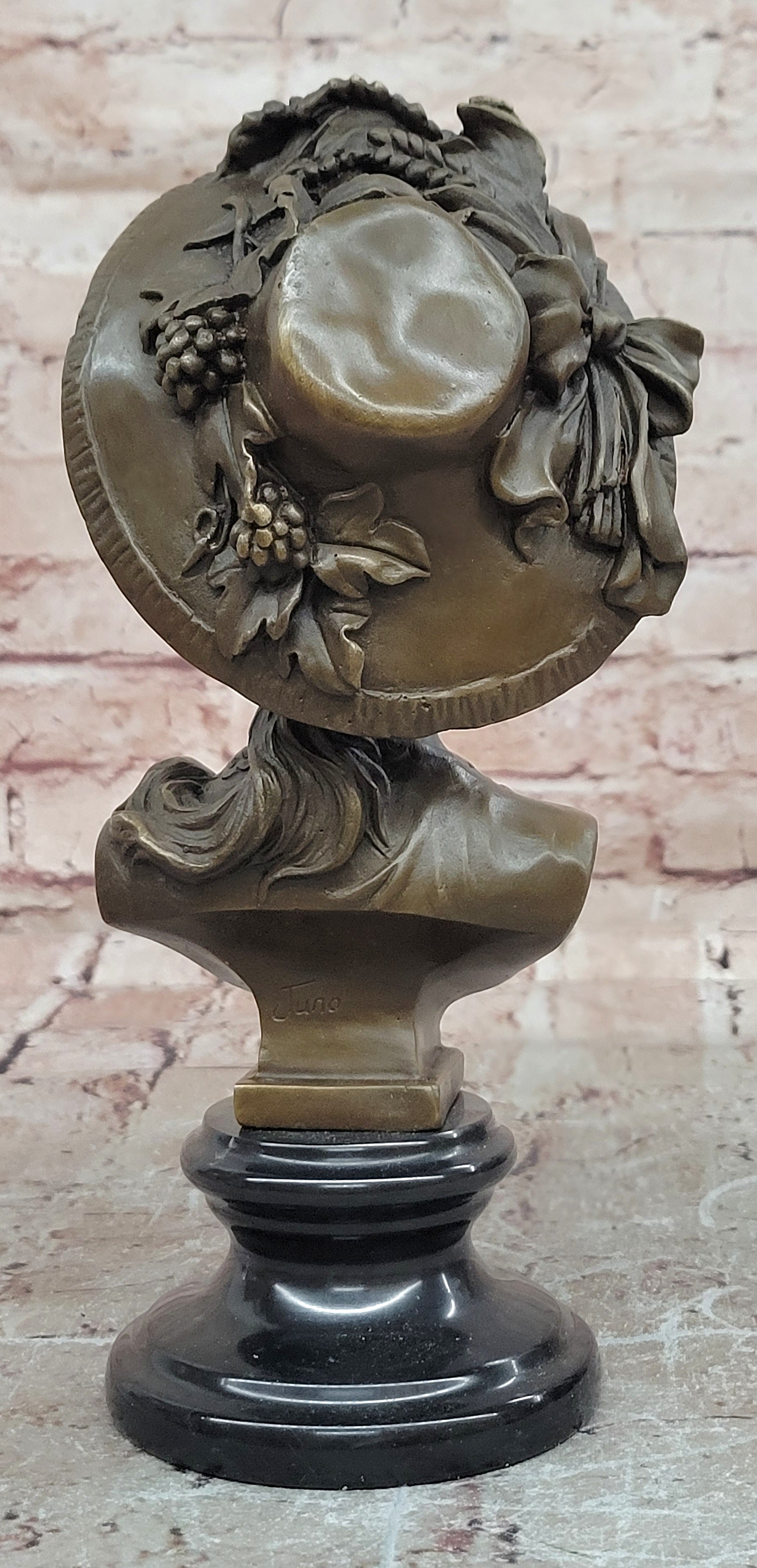 Victorian Style Bronze Woman Bust Sculpture by Juno Art Nouveau Collectible