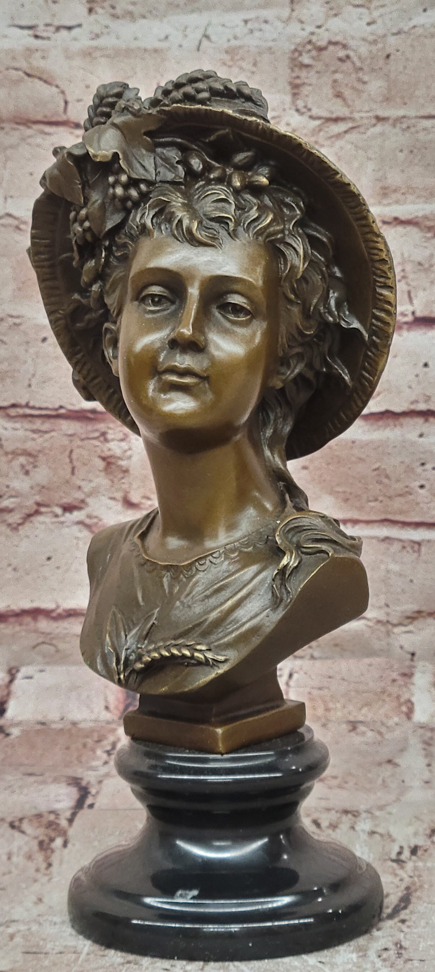 Victorian Style Bronze Woman Bust Sculpture by Juno Art Nouveau Collectible