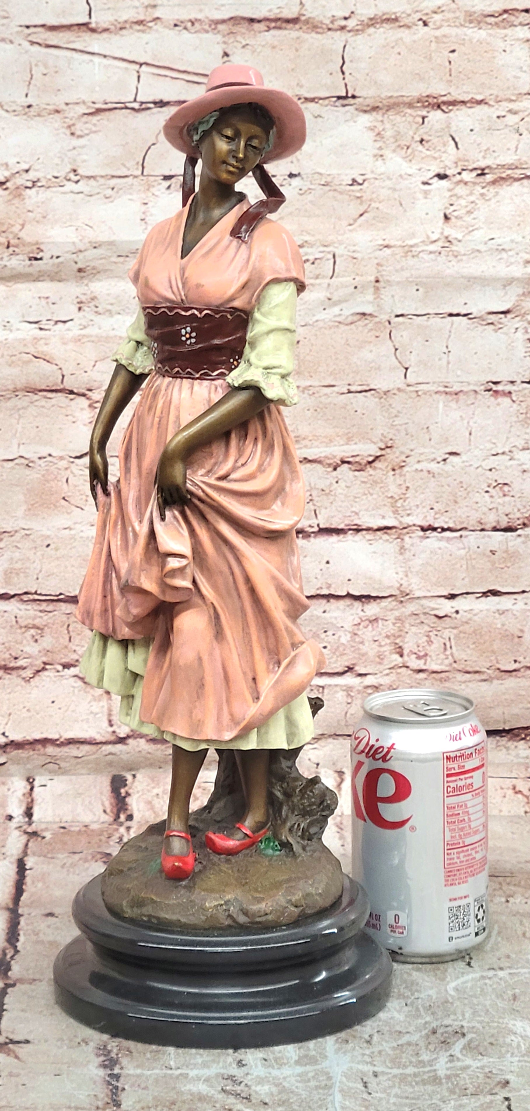 Signed Aldo Vitaleh Bronze Art Deco Woman Long Dress Collectible Statue