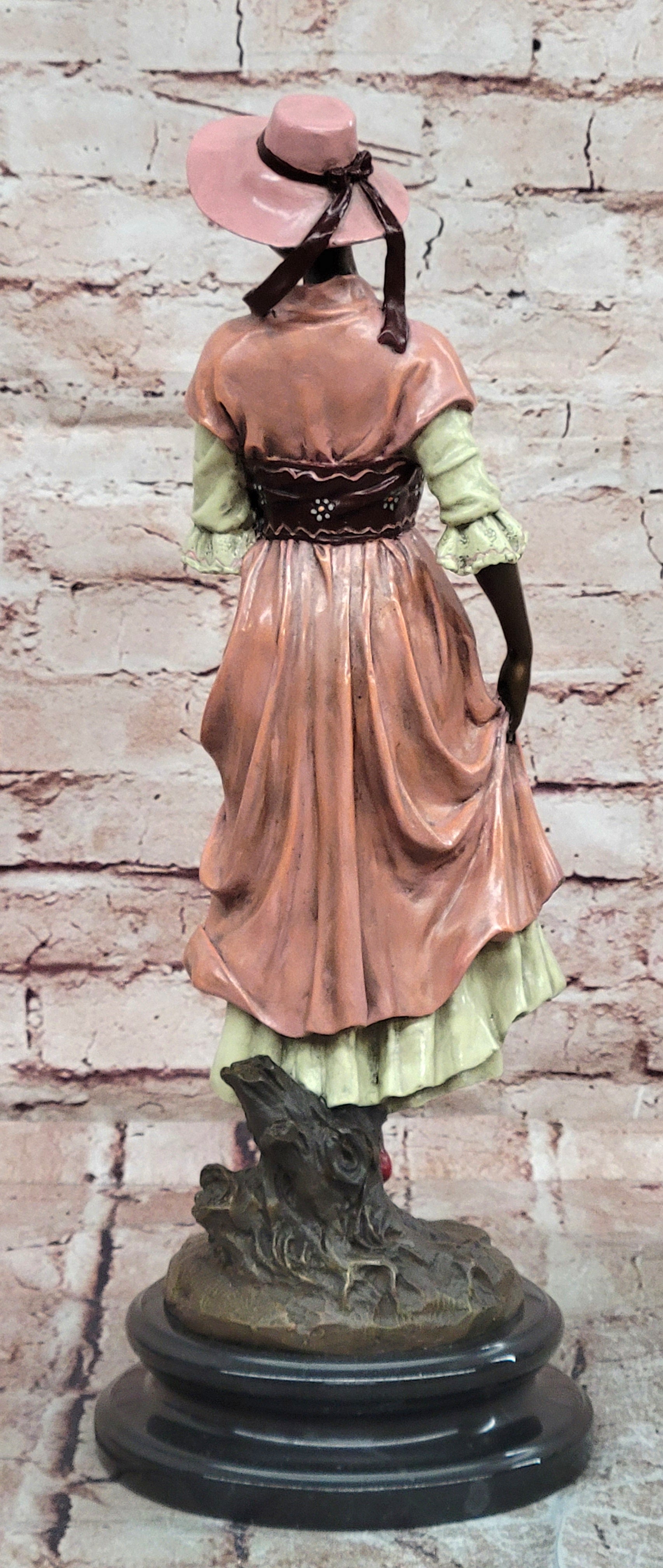 Signed Aldo Vitaleh Bronze Art Deco Woman Long Dress Collectible Statue