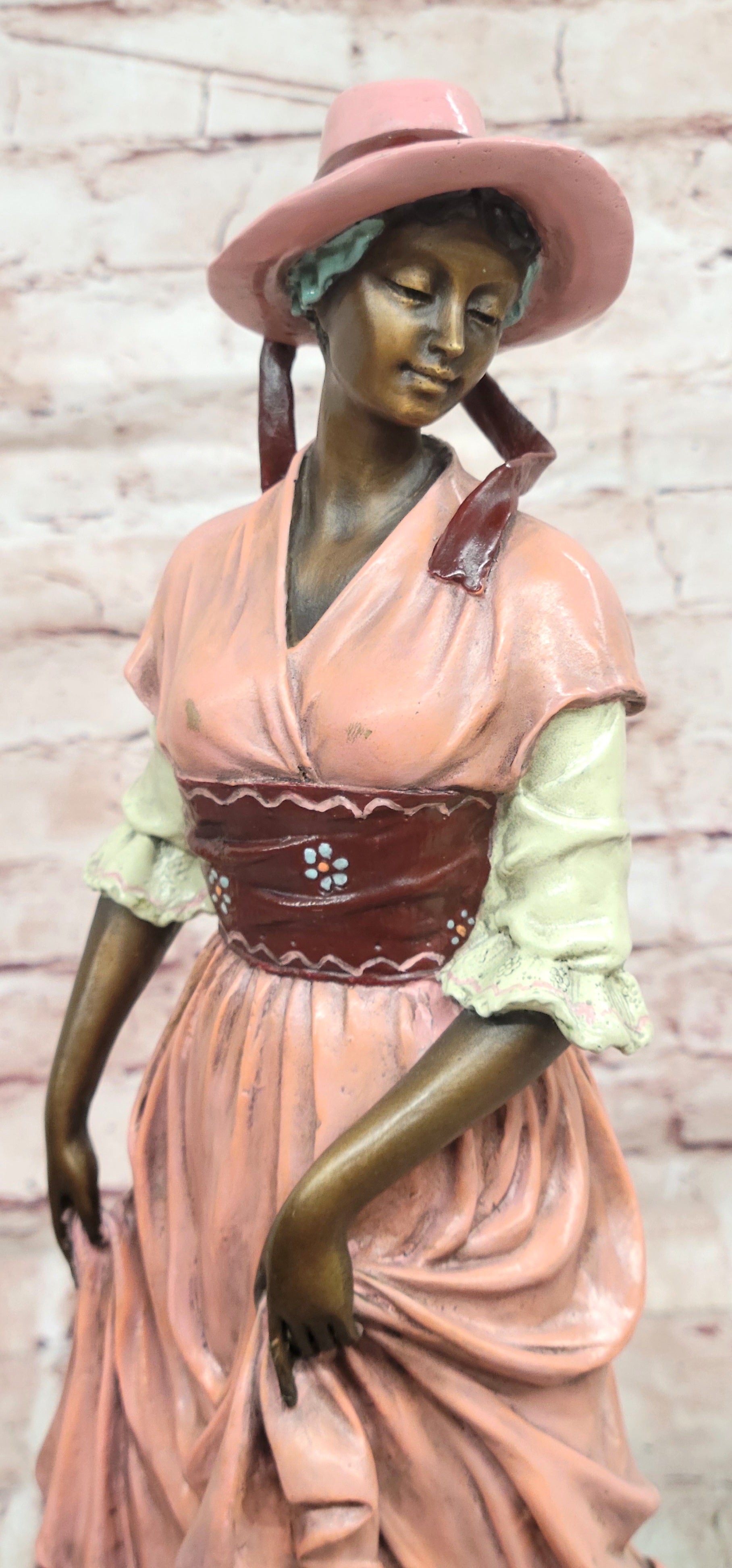 Signed Aldo Vitaleh Bronze Art Deco Woman Long Dress Collectible Statue