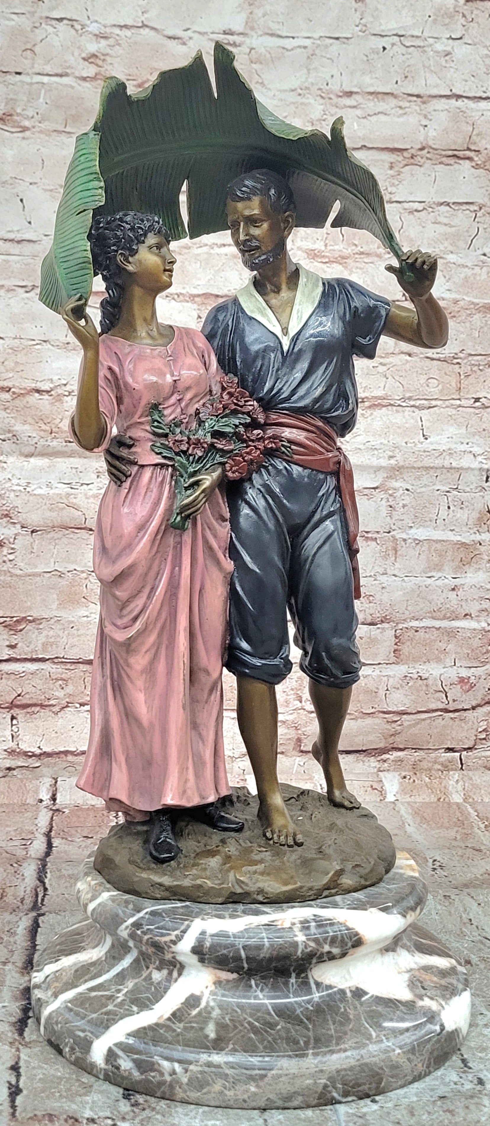 Belleuse Bronze Couple Statue Special Patina Romantic Fine Art Figurine