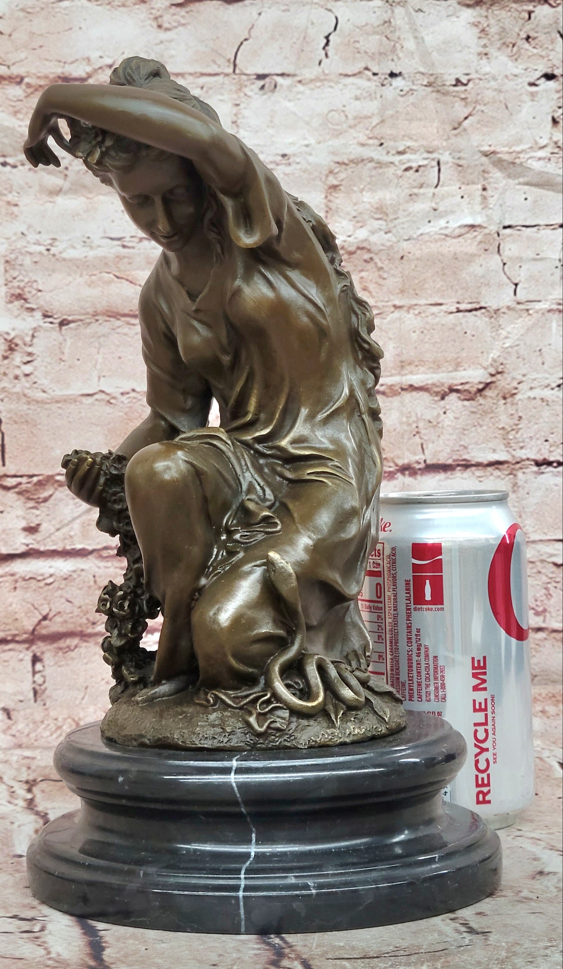 Bronze Spring Goddess Sculpture Signed Cesaro Seated Lady Fine Art Statue