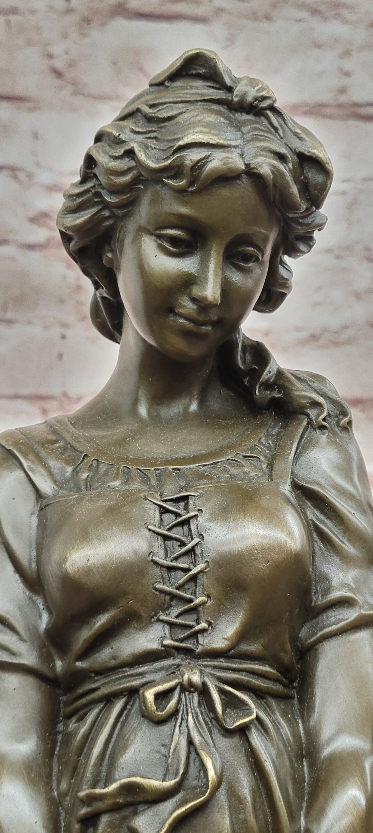 Bronze Harvest Maiden Sculpture Juno Grapes Figurine Classical Art Statue Decor