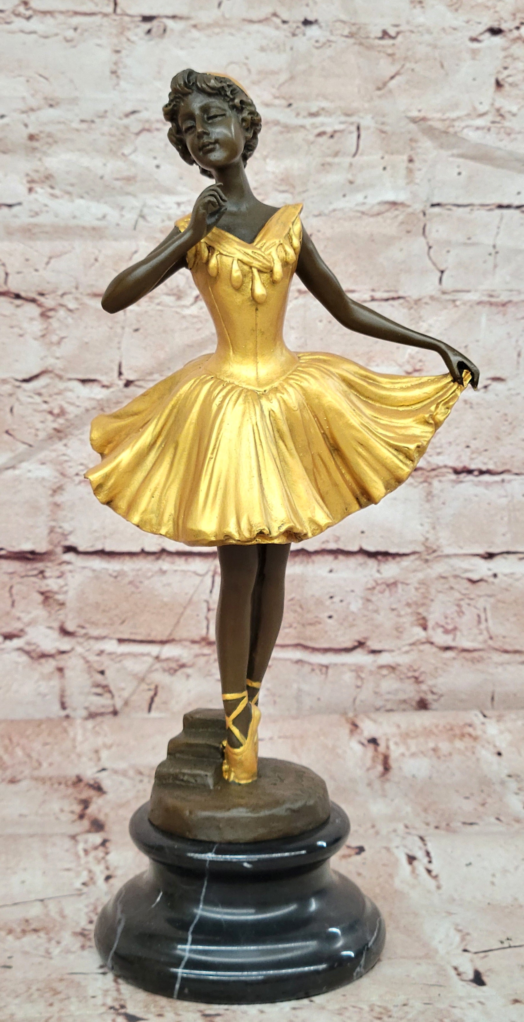 Degas Style Bronze Ballerina Figurine Dance Studio Fine Art Collectible Statue