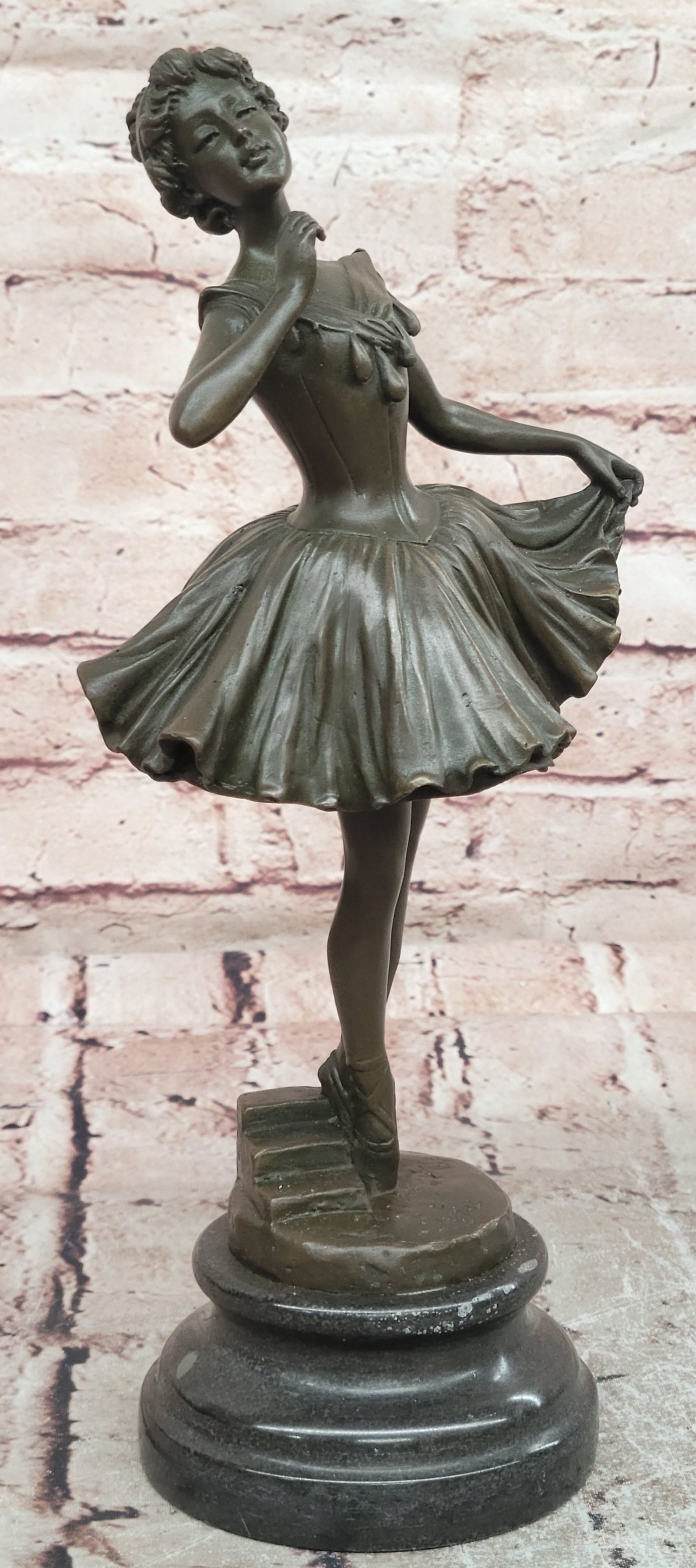 Fine Art Bronze Ballerina Dancer Sculpture Degas Style Hot Cast Figurine Decor