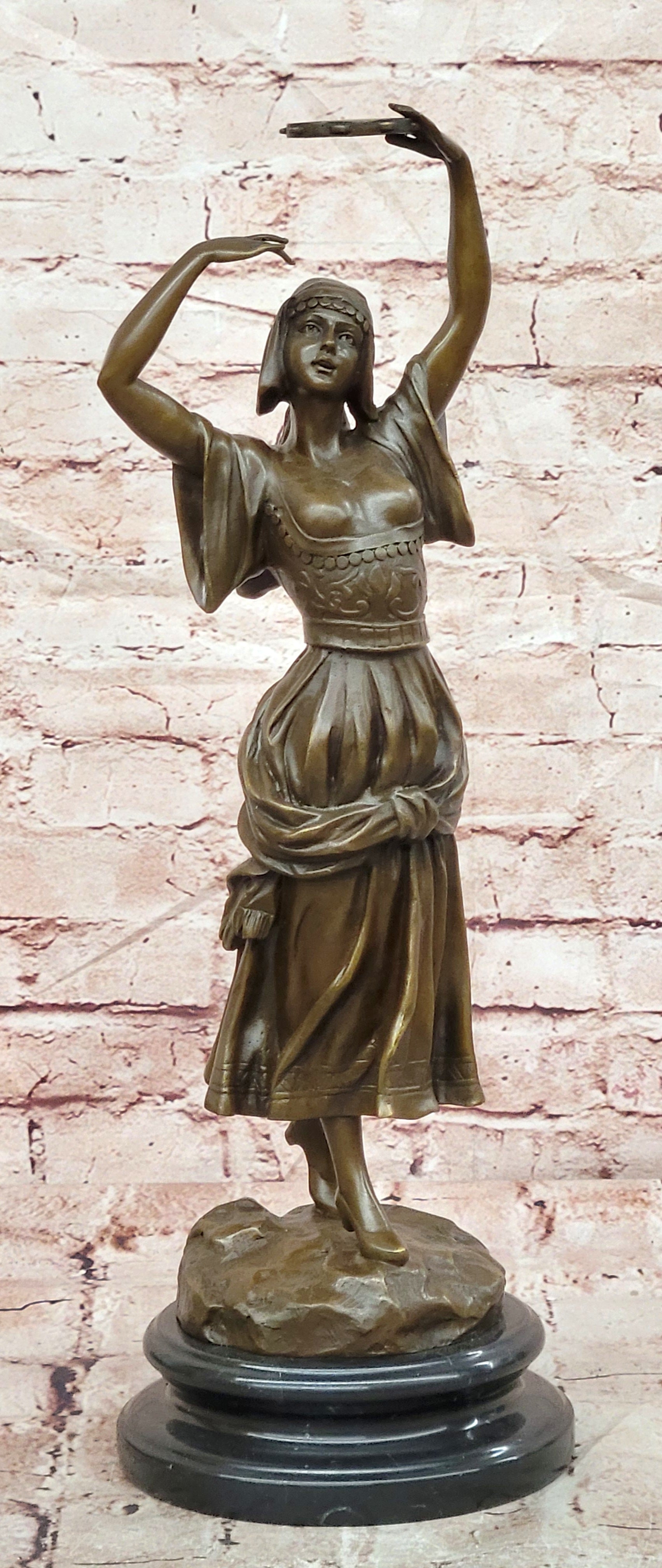Signed Bronze Turkish Dancer Sculpture Fine Art Collectible Statue Decor