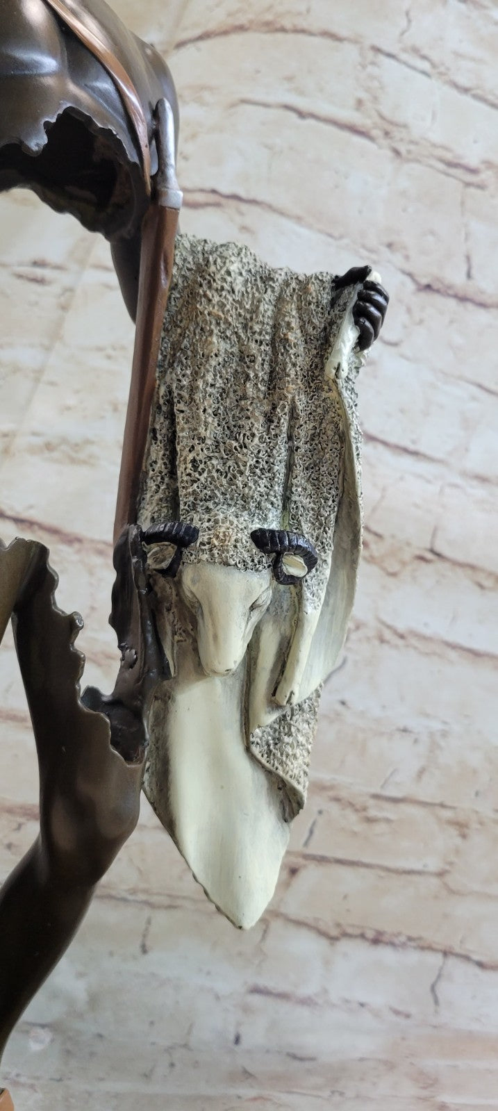 46CM Western Art Deco Bronze Marble Roman warrior Ride Horse Ornament Sculpture