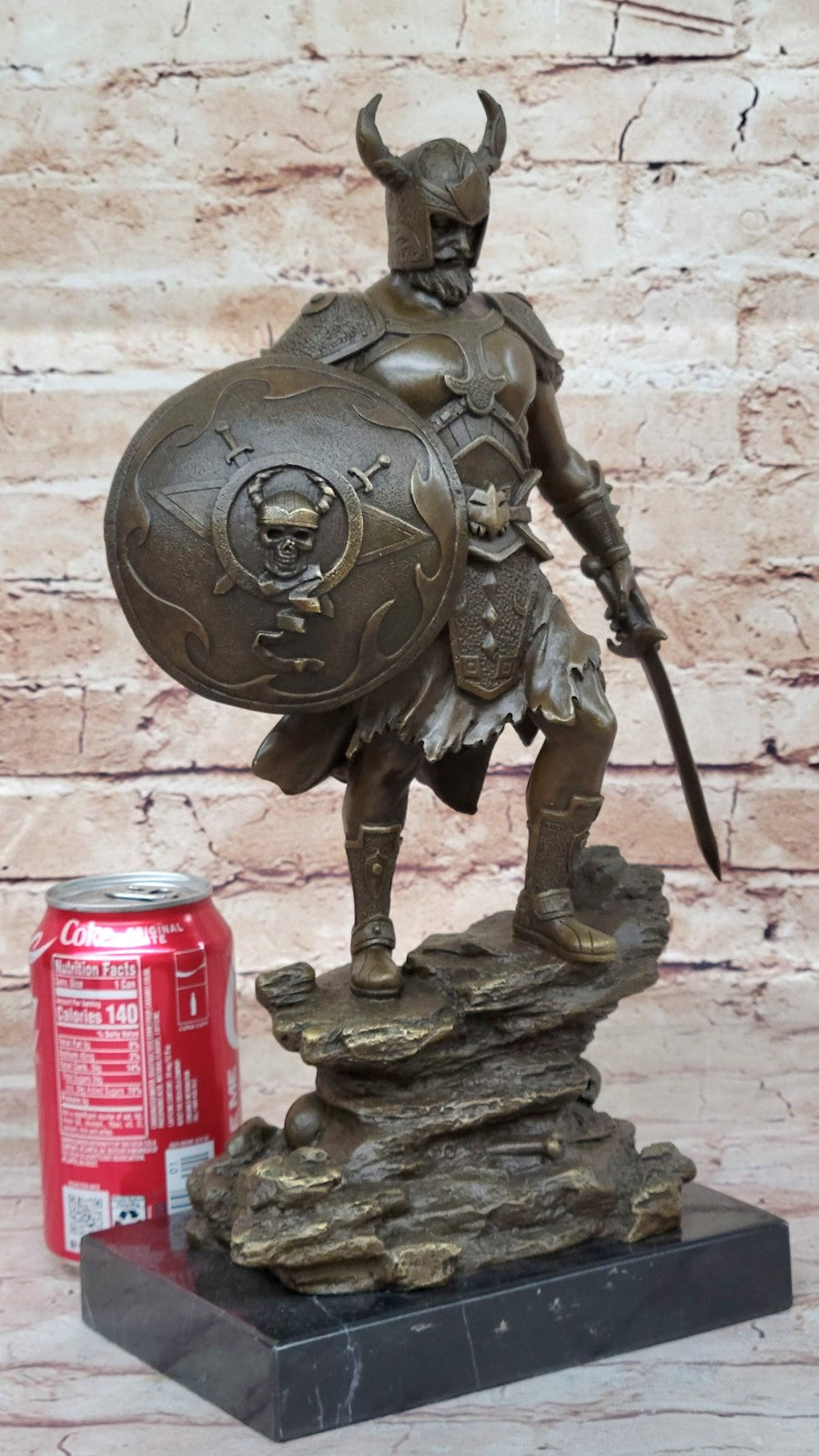 Viking Shield Warrior Norse Mythology Statue Genuine Bronze Shield Lost Wax DEAL