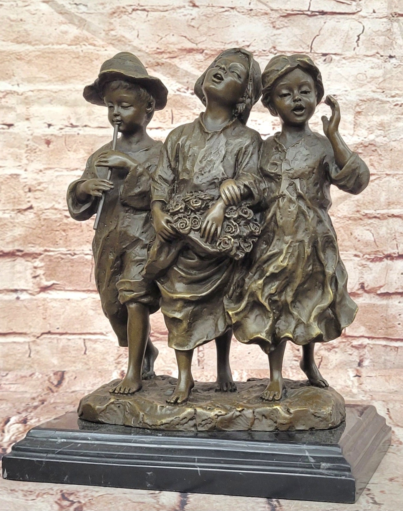 Cesaro Bronze Children Music Sculpture Museum Quality Fine Art Statue Gift