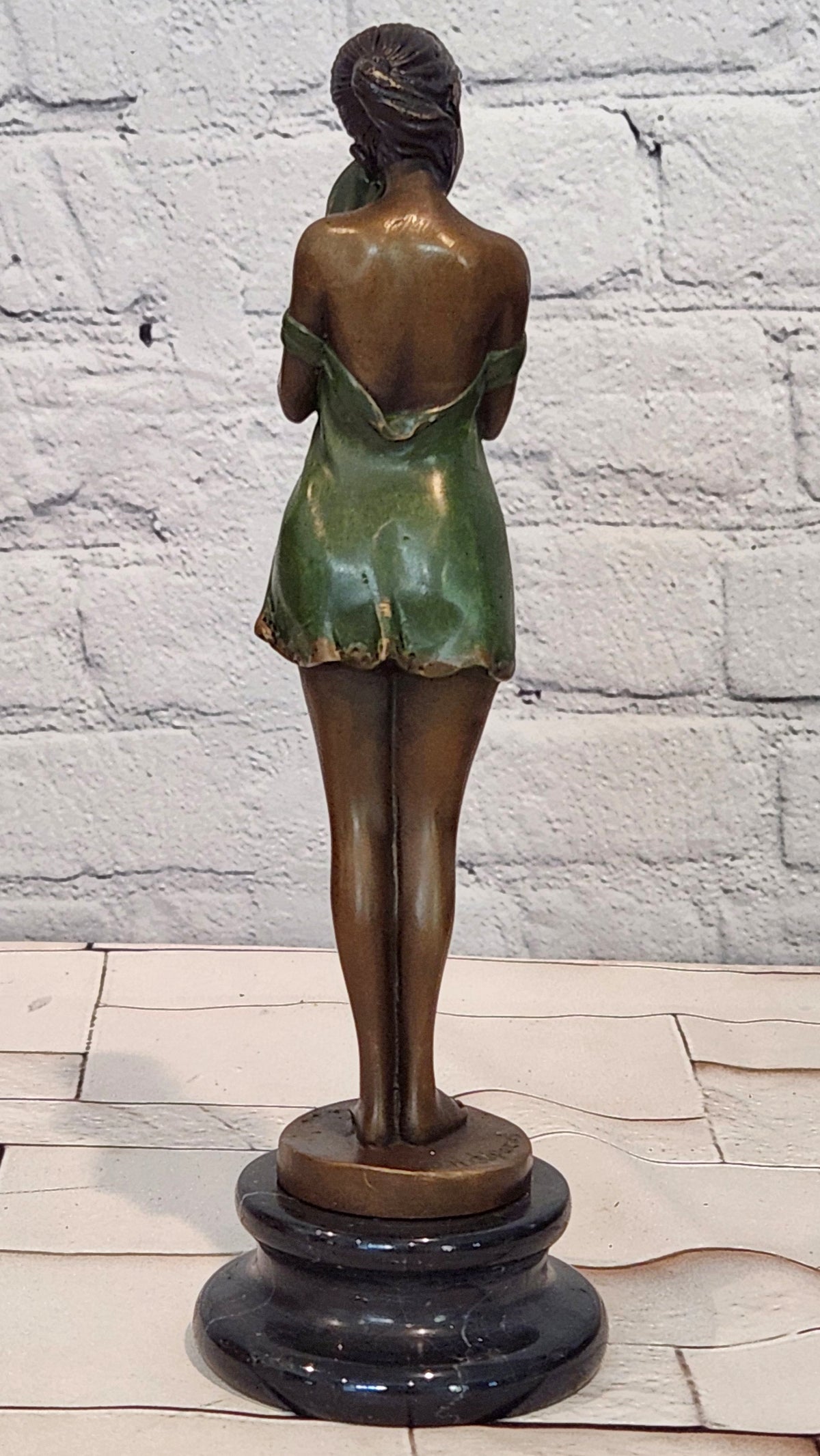 Bronze Melancholy Girl Sculpture Chiparus Style Collectible Fine Art Statue