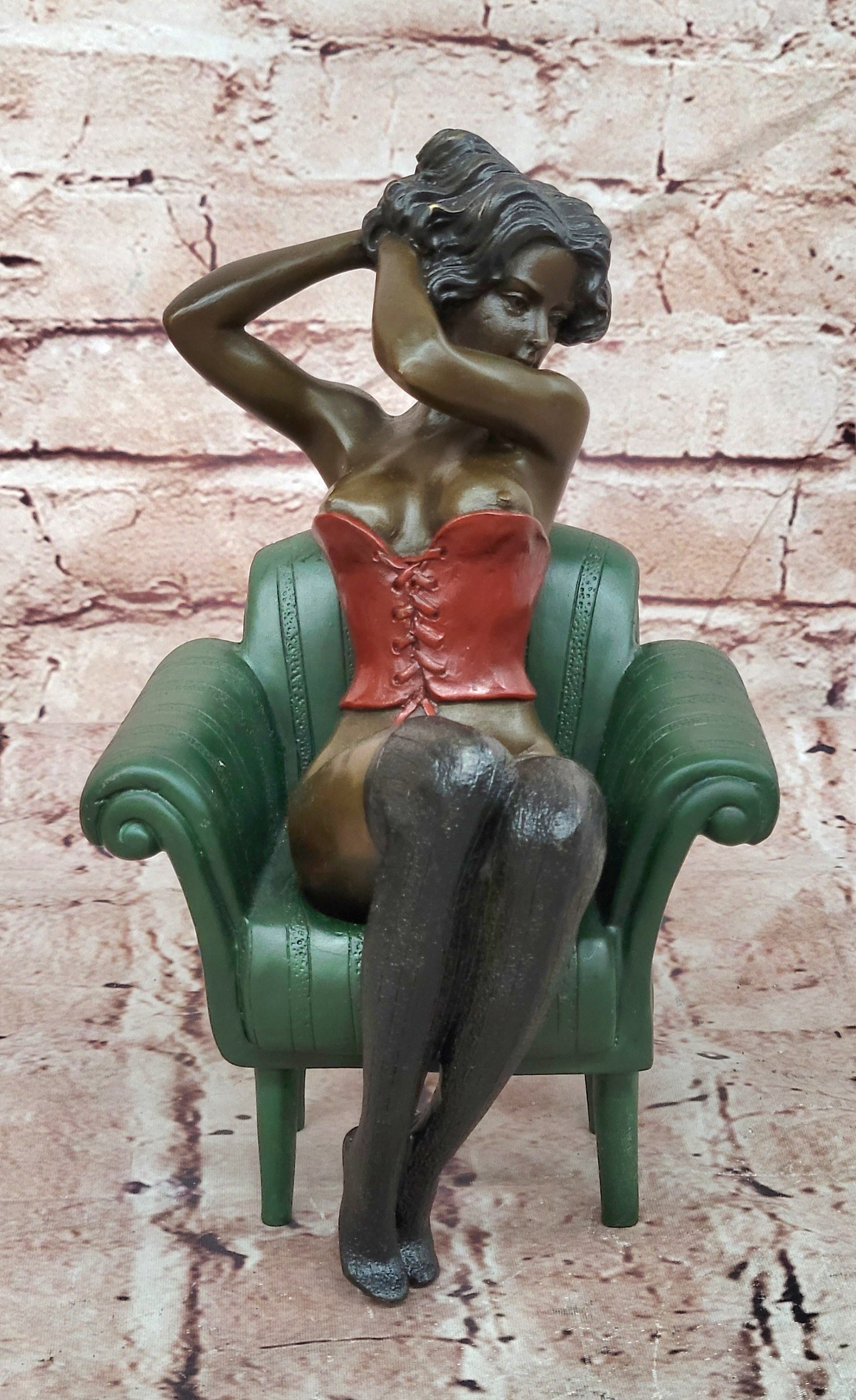 Milo Bronze Lady on Chair Figurine Museum Quality Fine Art Collectible Statue