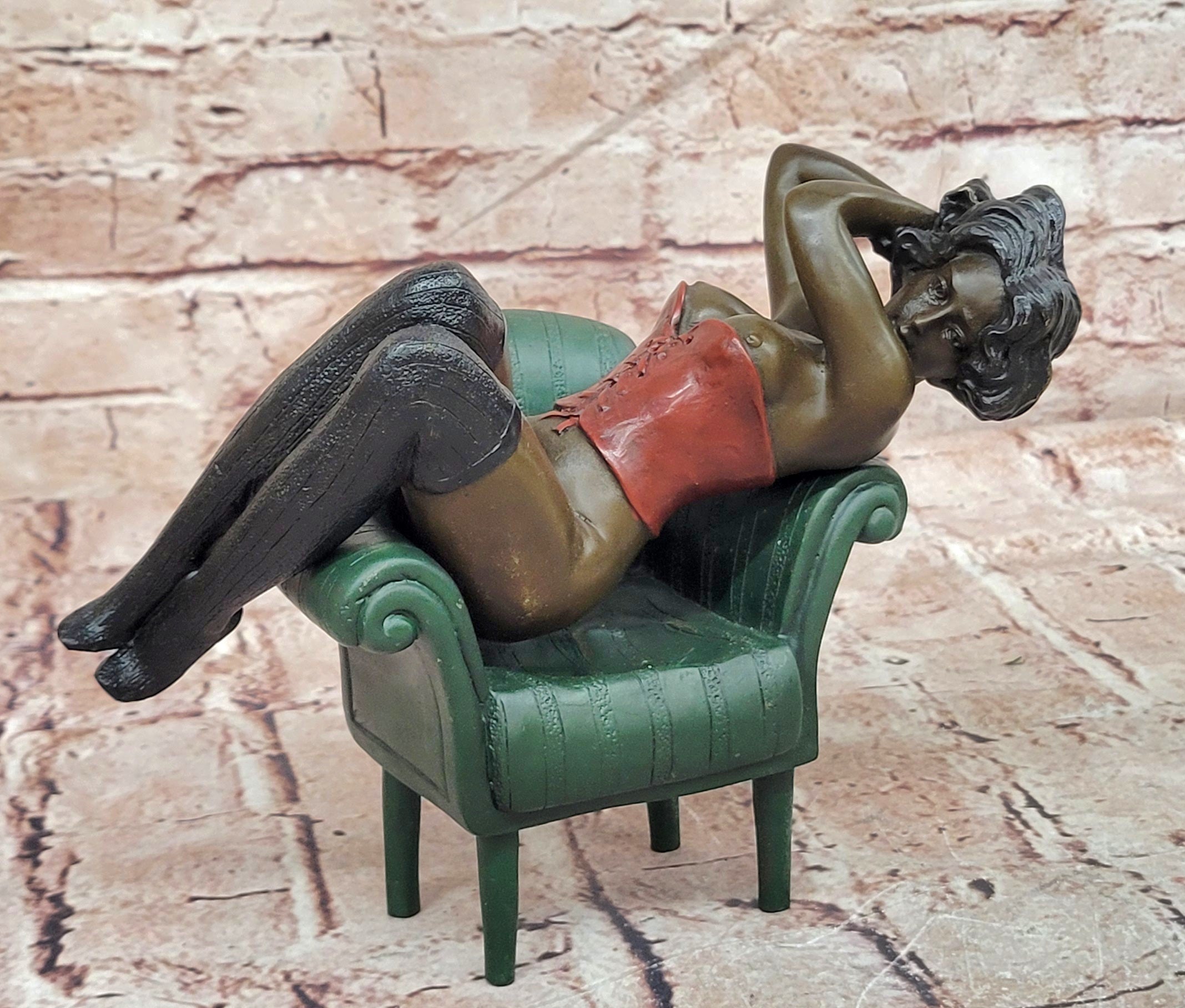 Milo Bronze Lady on Chair Figurine Museum Quality Fine Art Collectible Statue