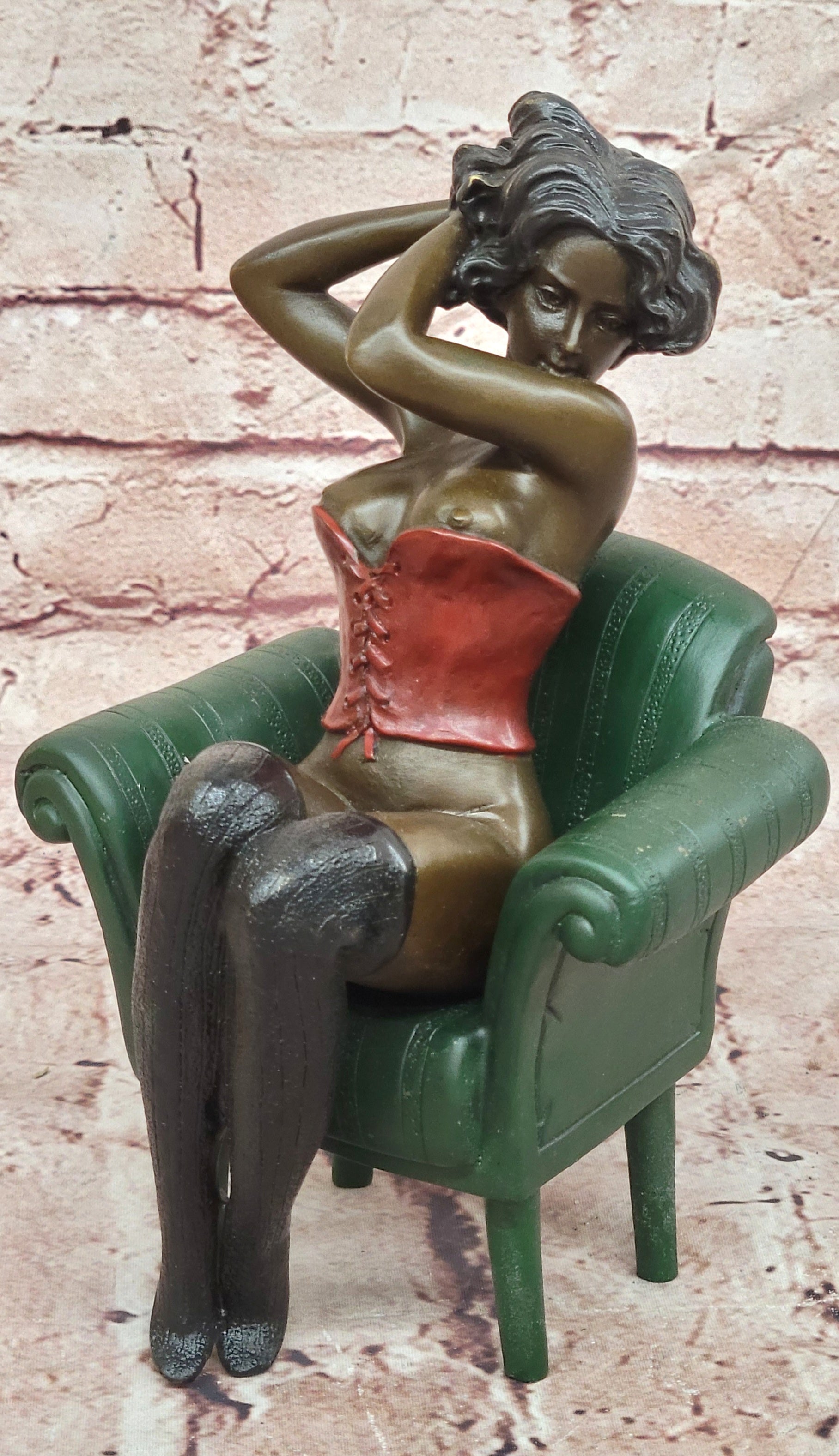 Milo Bronze Lady on Chair Figurine Museum Quality Fine Art Collectible Statue