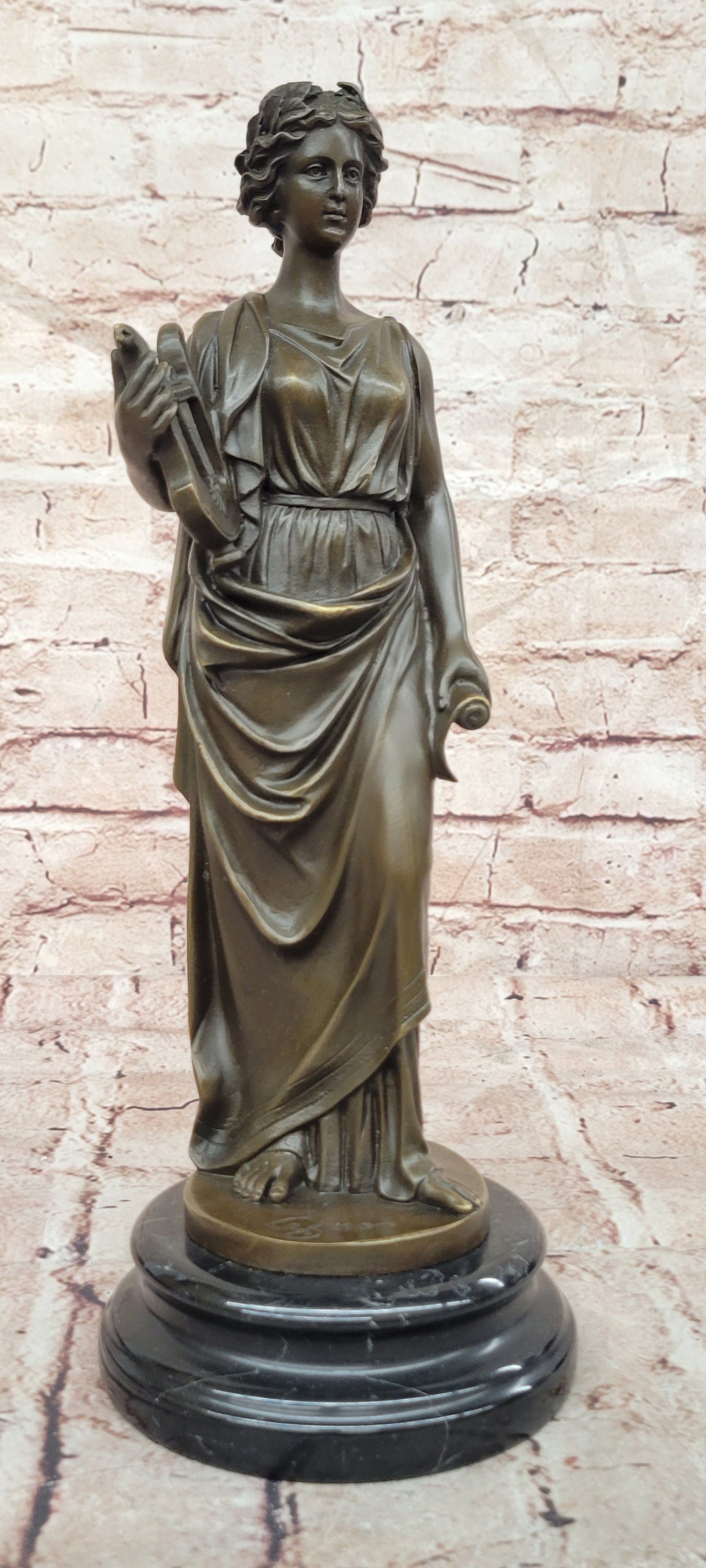 Cesaro Bronze Mousai Sculpture Greek Goddess of Poetry Music Dance Art Statue