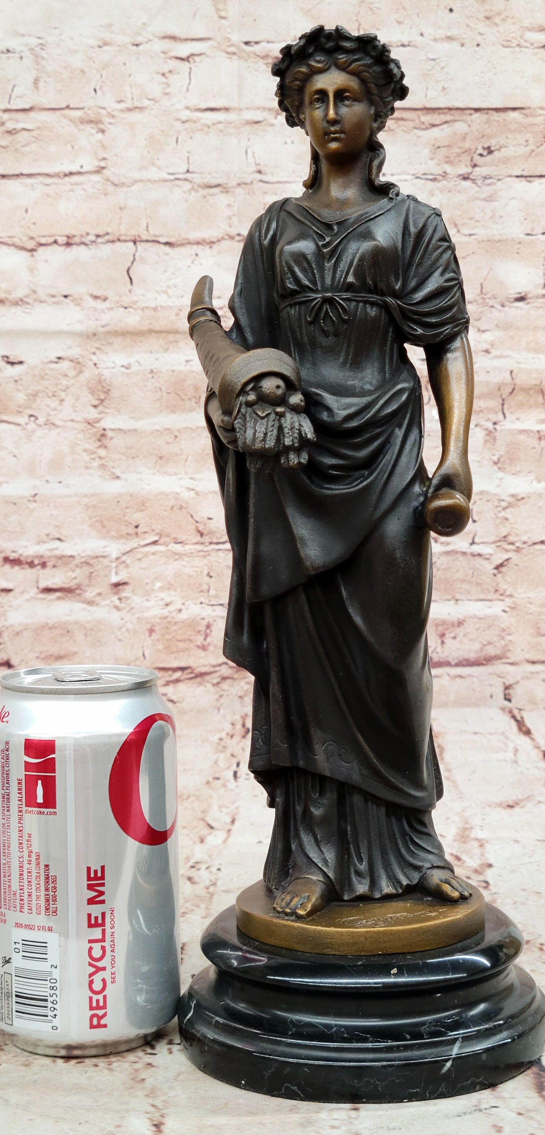 Bronze Fortuna Figurine Signed Cesaro Lady Luck Goddess Fine Art Statue