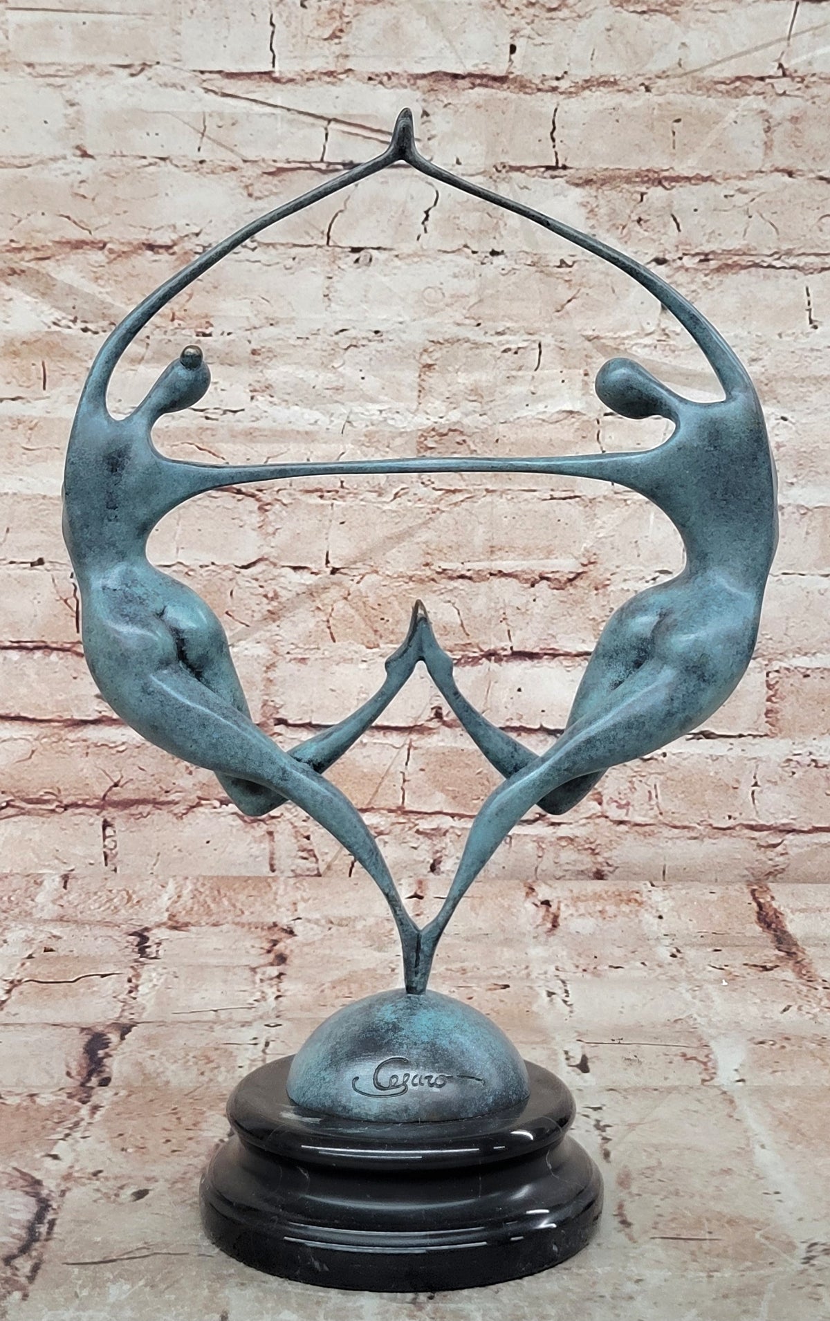 Love in Balance Abstract Bronze Dancers Statue Modern Collectible Artwork Art
