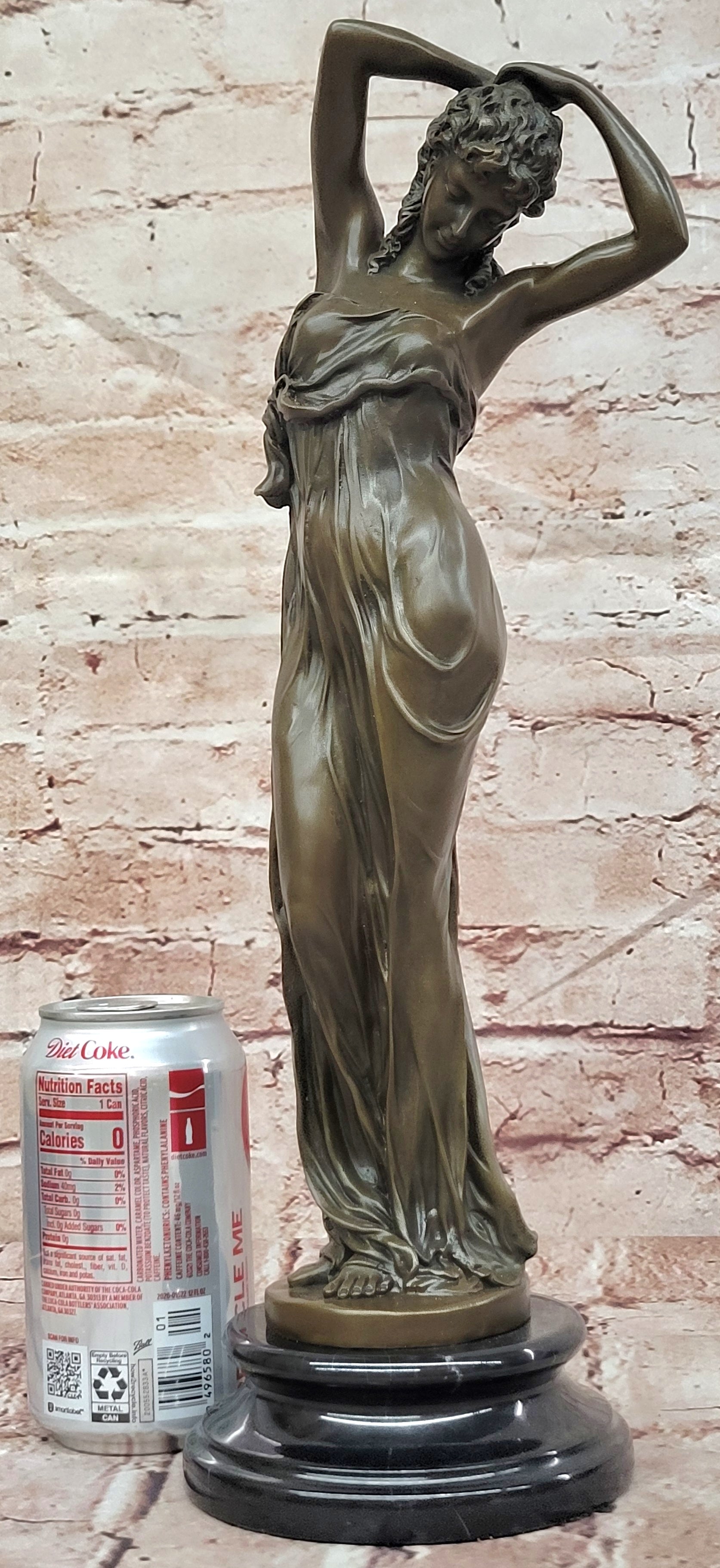Gory Bronze Elegant Female Sculpture Young Lady Art Deco Collectible Artwork Statue