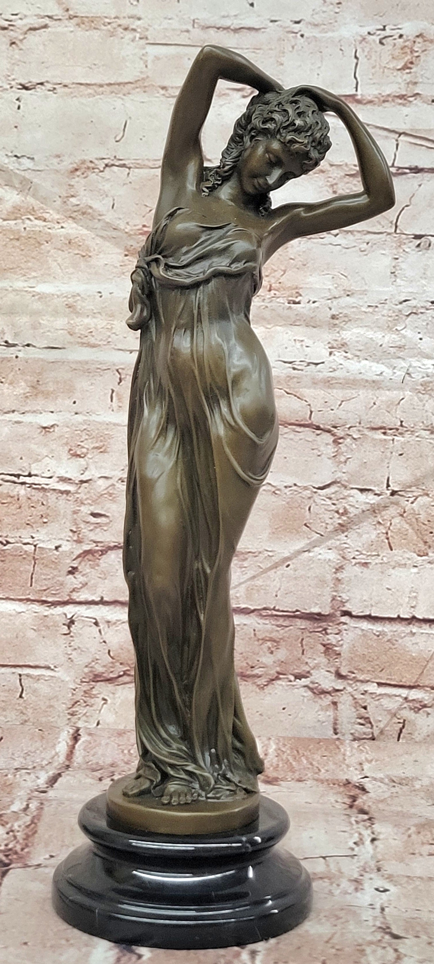 Gory Bronze Elegant Female Sculpture Young Lady Art Deco Collectible Artwork Statue