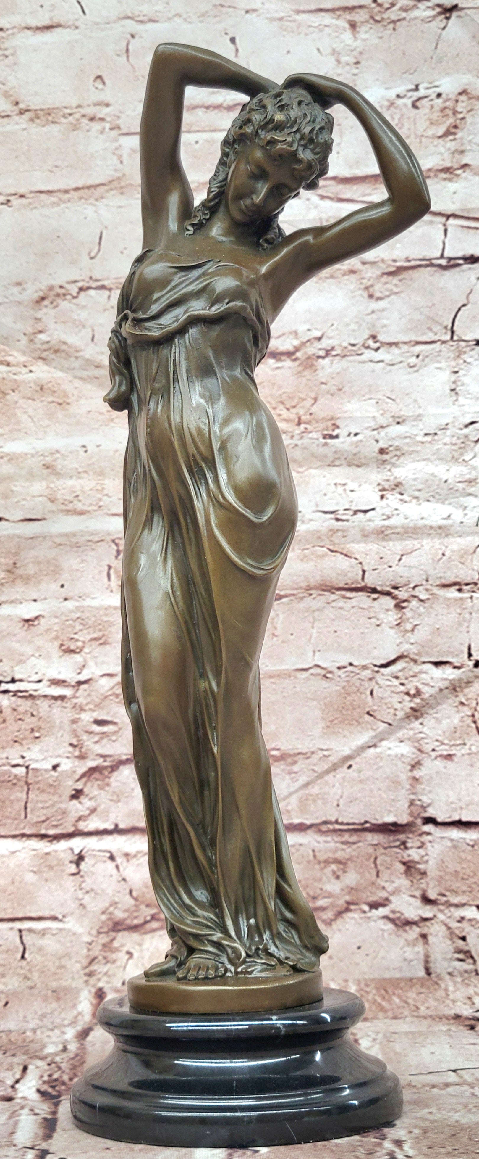Gory Bronze Elegant Female Sculpture Young Lady Art Deco Collectible Artwork Statue