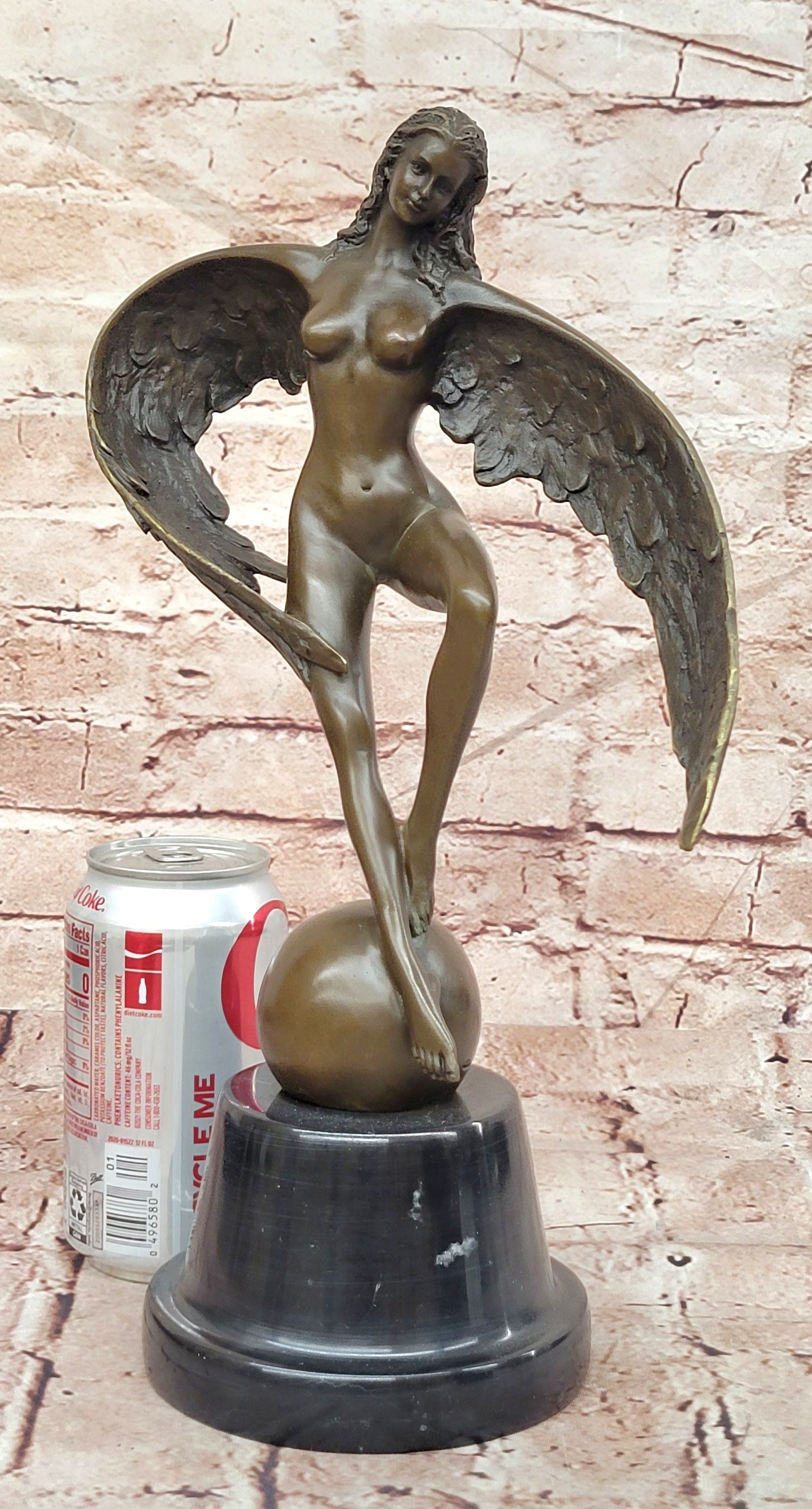 Bronze Winged Lady Sculpture Signed Cesaro Icarus Museum Quality Statue
