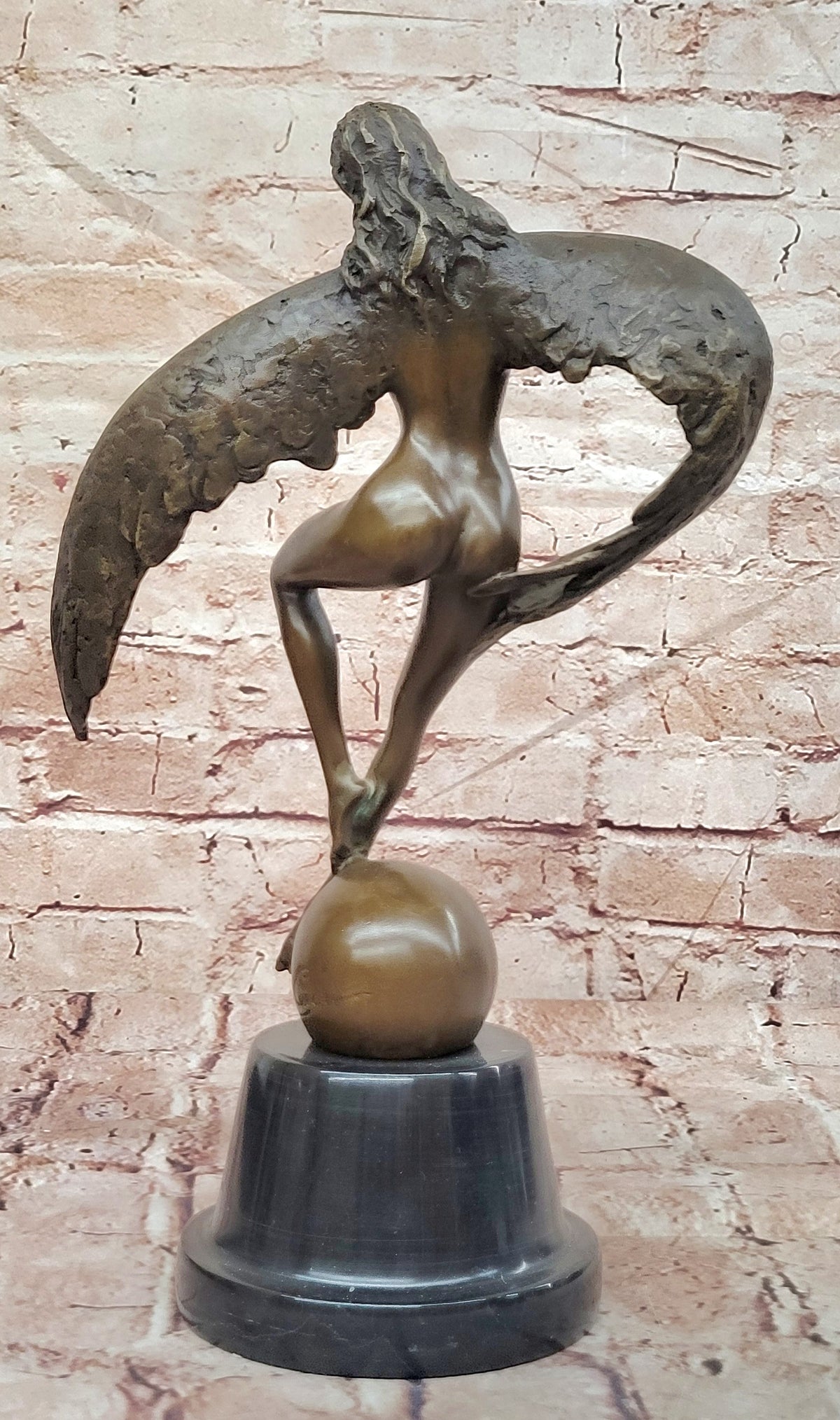 Bronze Winged Lady Sculpture Signed Cesaro Icarus Museum Quality Statue